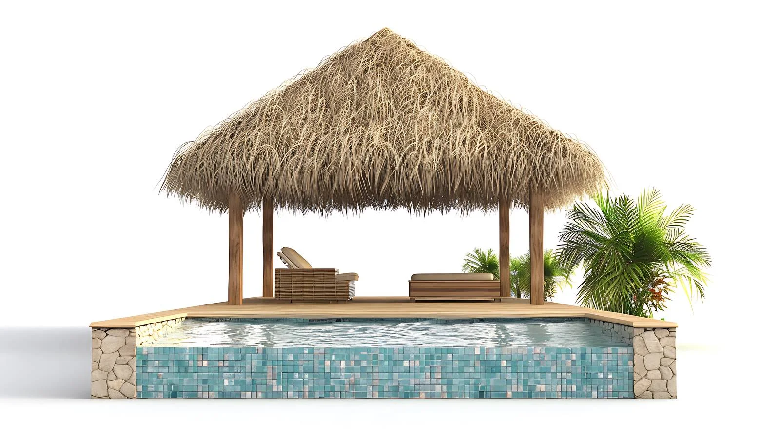 Traditional Thatched Hut by Swimming Pool — free download from Dotvec