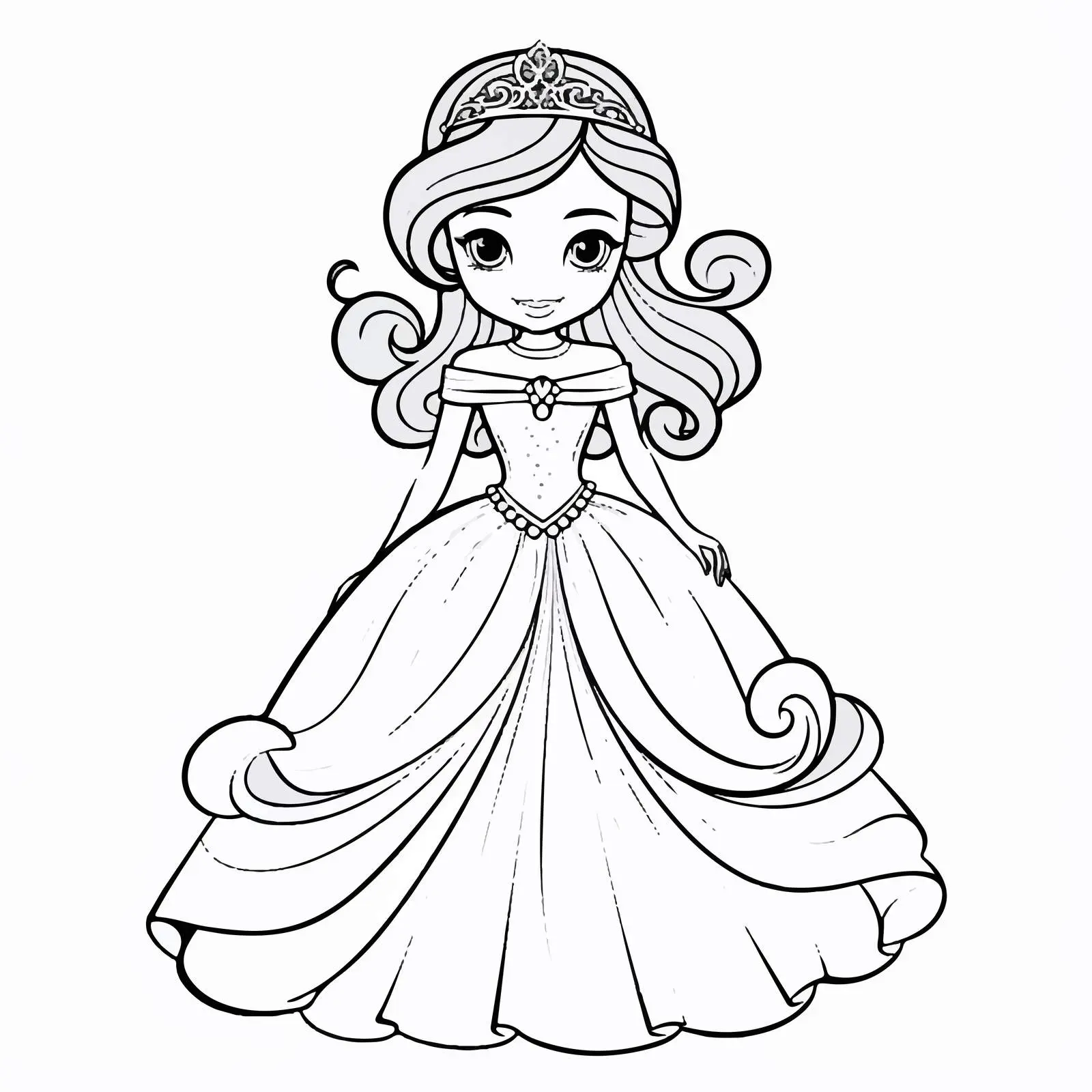 Cartoon Girl in Princess Dress Vector — free download from Dotvec