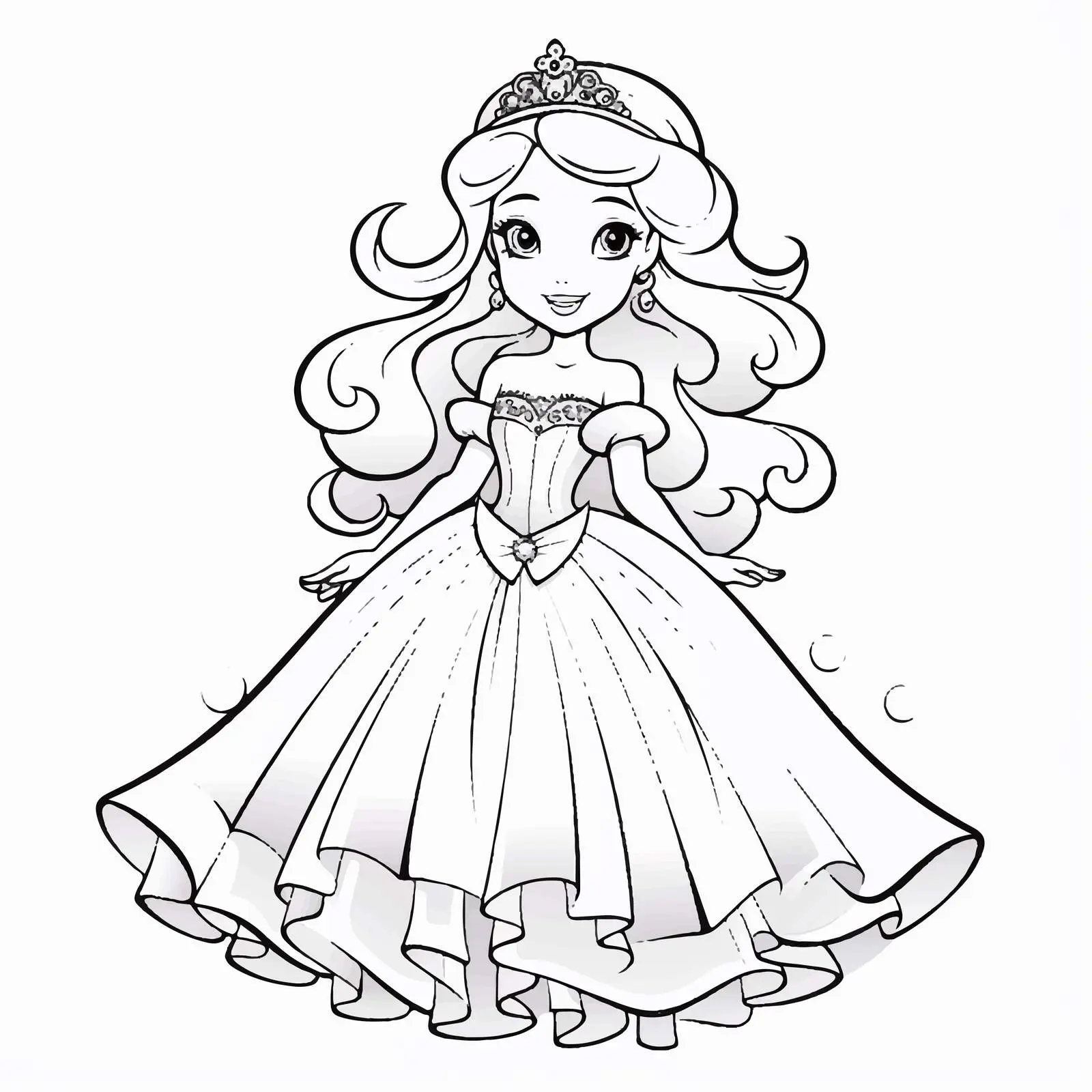 Cartoon Girl in Princess Dress Vector Art — free download from Dotvec