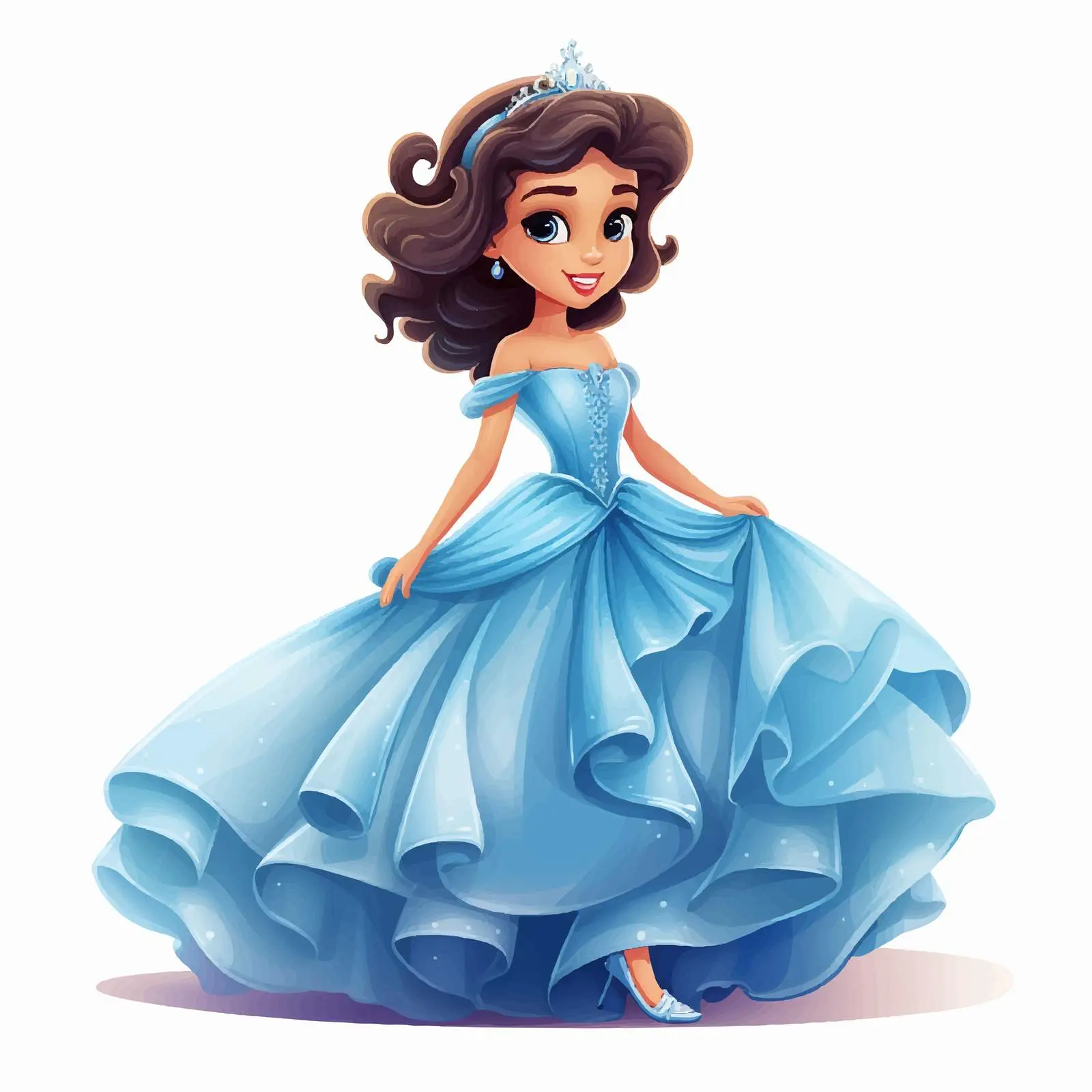 Cartoon Girl in Princess Dress Vector Image — free download from Dotvec