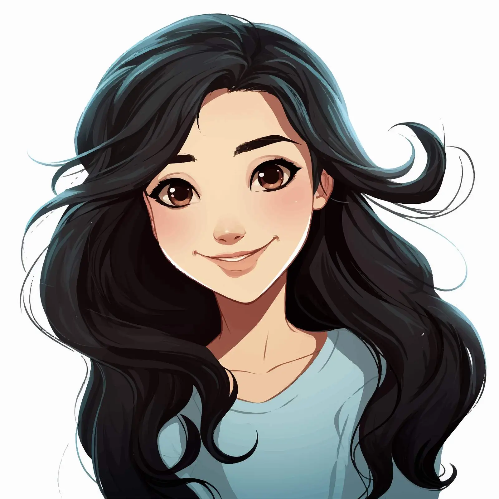 Cartoon Girl Illustration with Beautiful Smile — free download from Dotvec