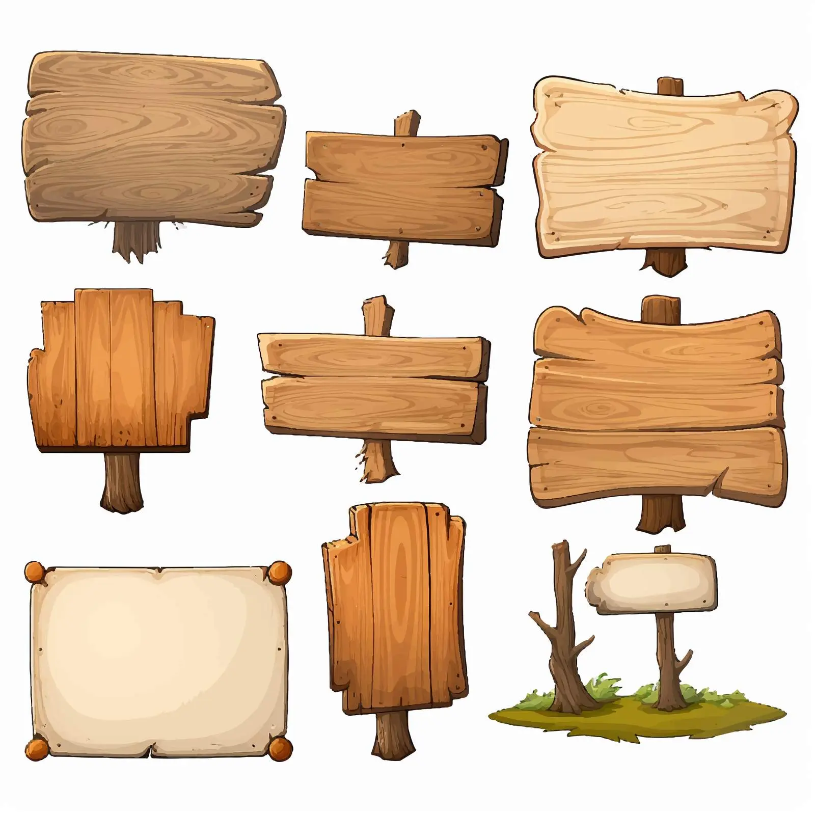 Blank Wooden Signs Vector Cartoon Illustration – free vintage sign image from Dotvec