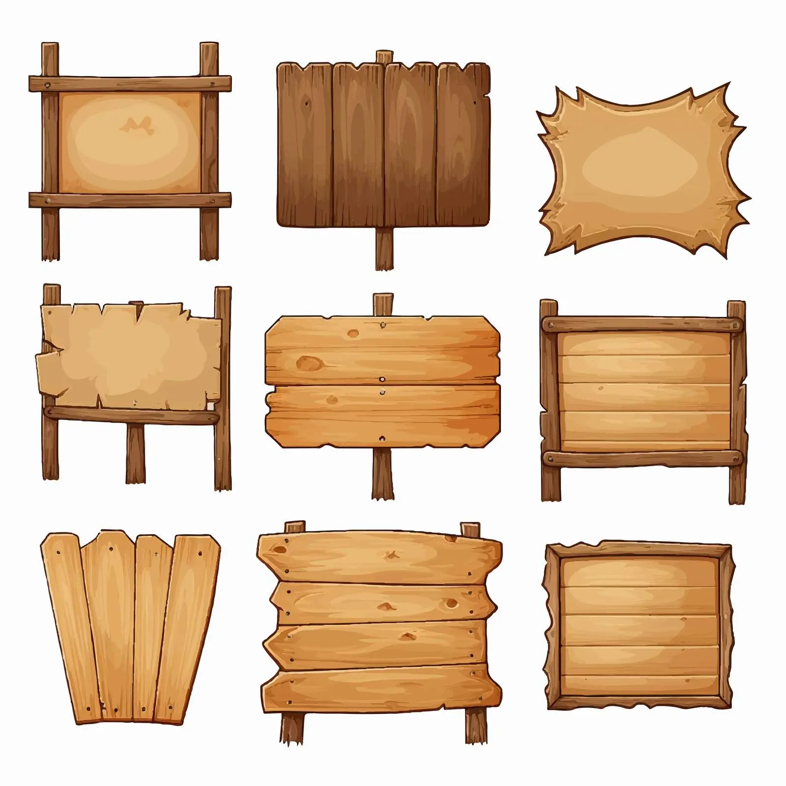 Set of Blank Wooden Sign Illustrations – free vintage sign image from Dotvec