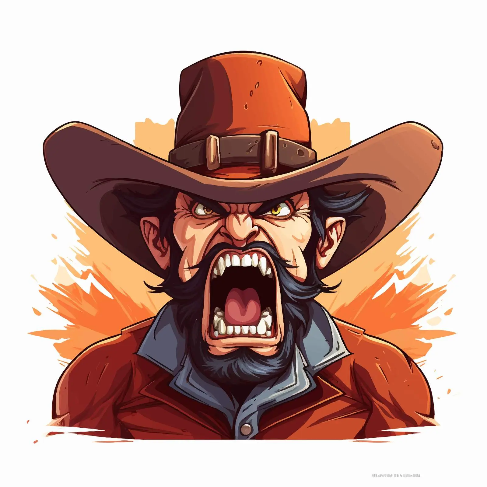 Angry Cowboy Vector Cartoon Illustration — free download from Dotvec