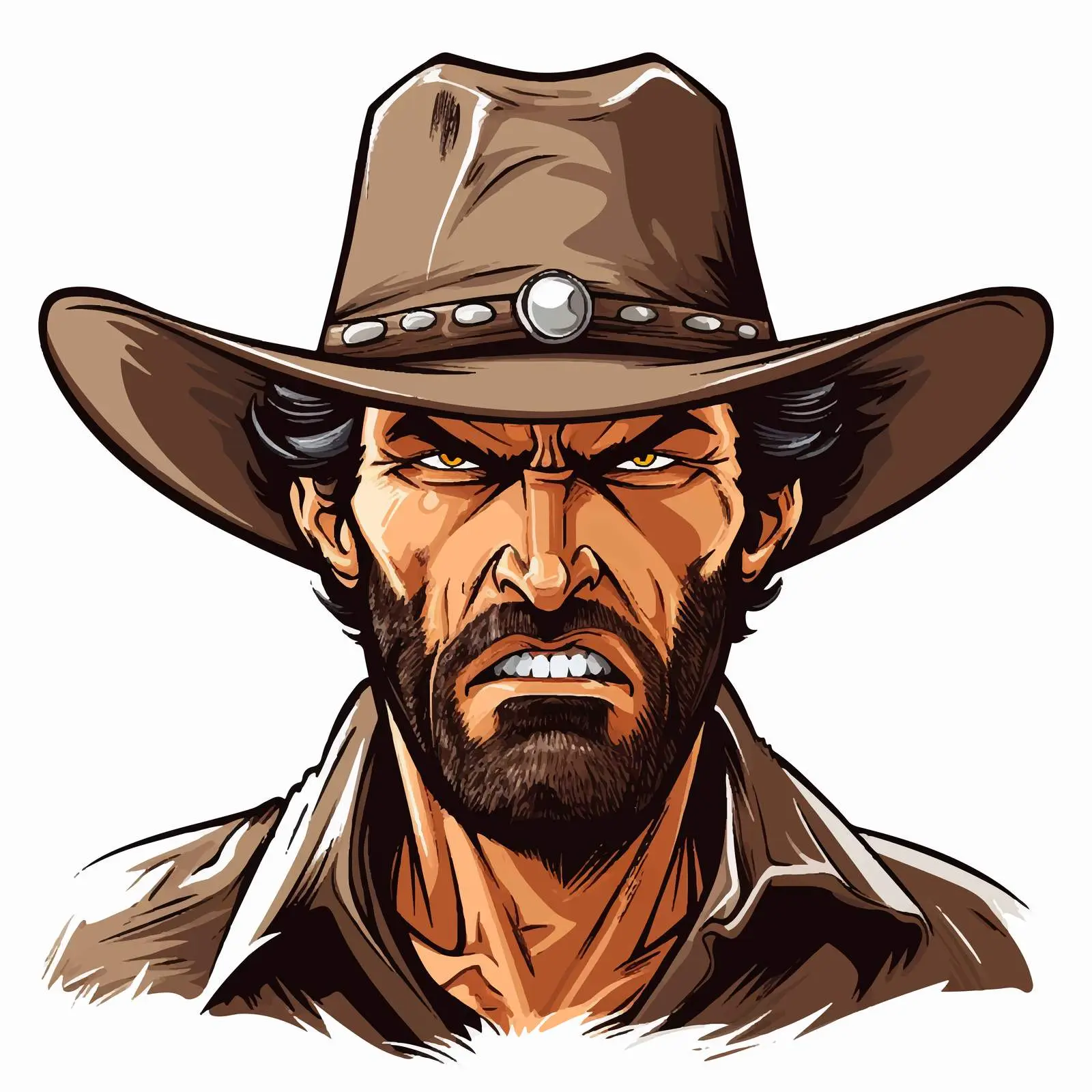Angry Cowboy Vector Cartoon Illustration — free download from Dotvec