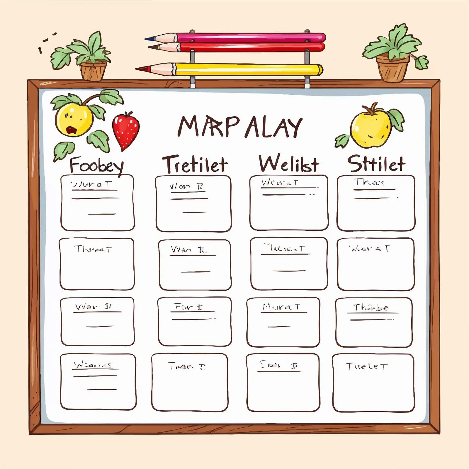 Cartoon Weekly Lesson Plan Vector Illustration — free download from Dotvec