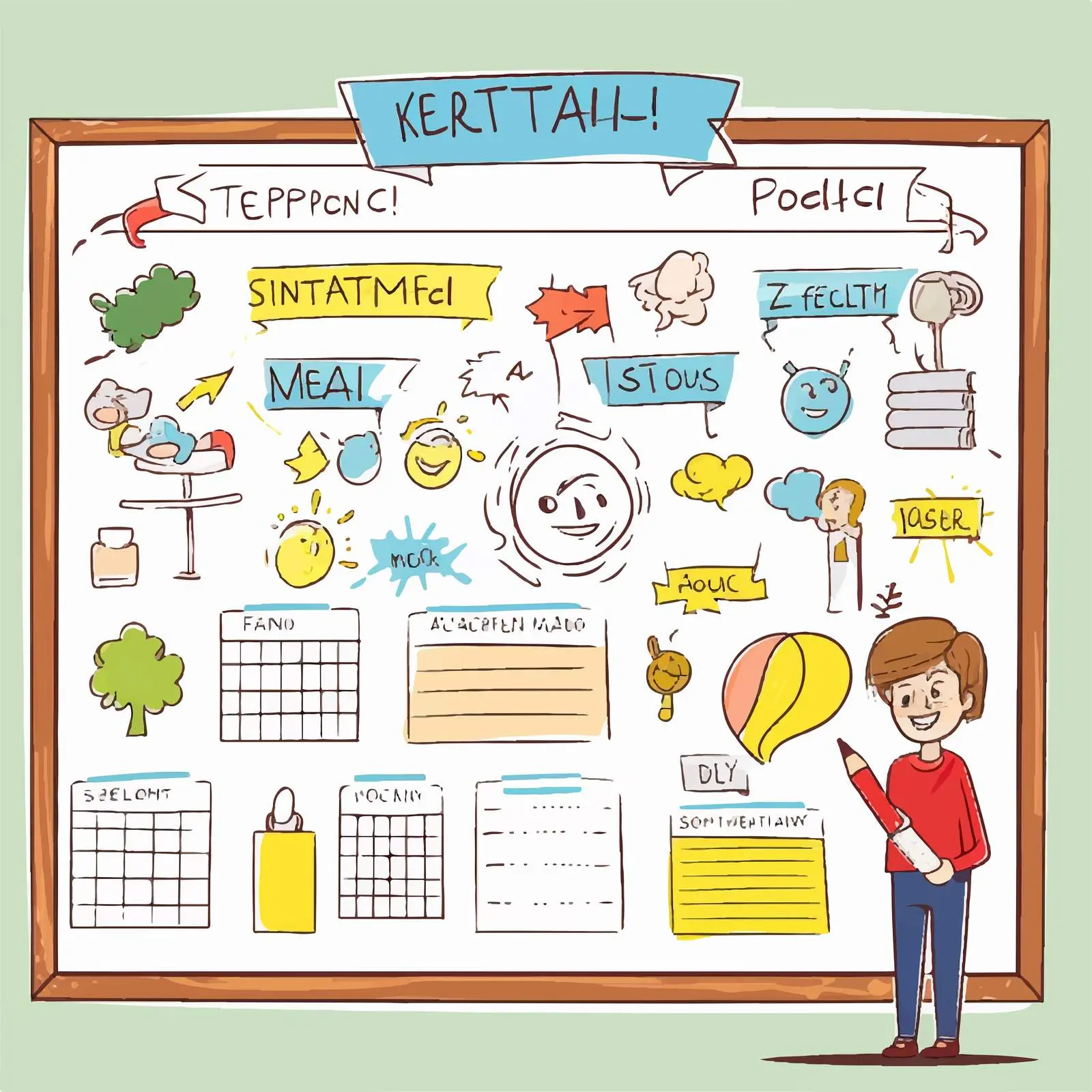 Colorful Cartoon Weekly Lesson Plan Illustration — free download from Dotvec