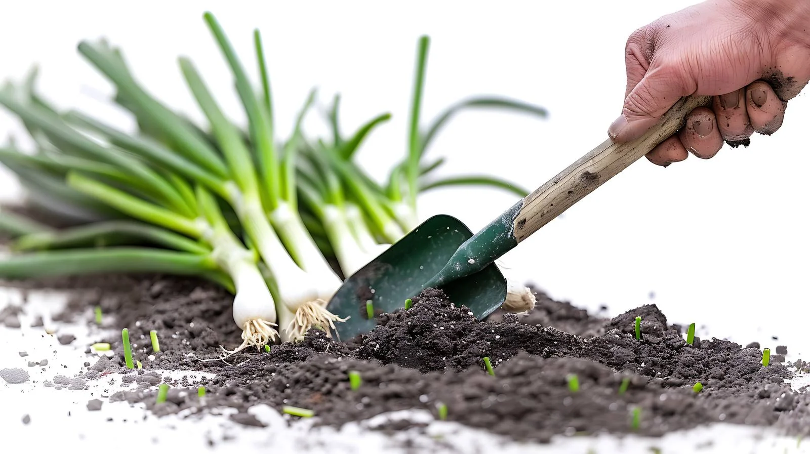 Gardener Digging with Shovel in Vegetable Garden — free download from Dotvec