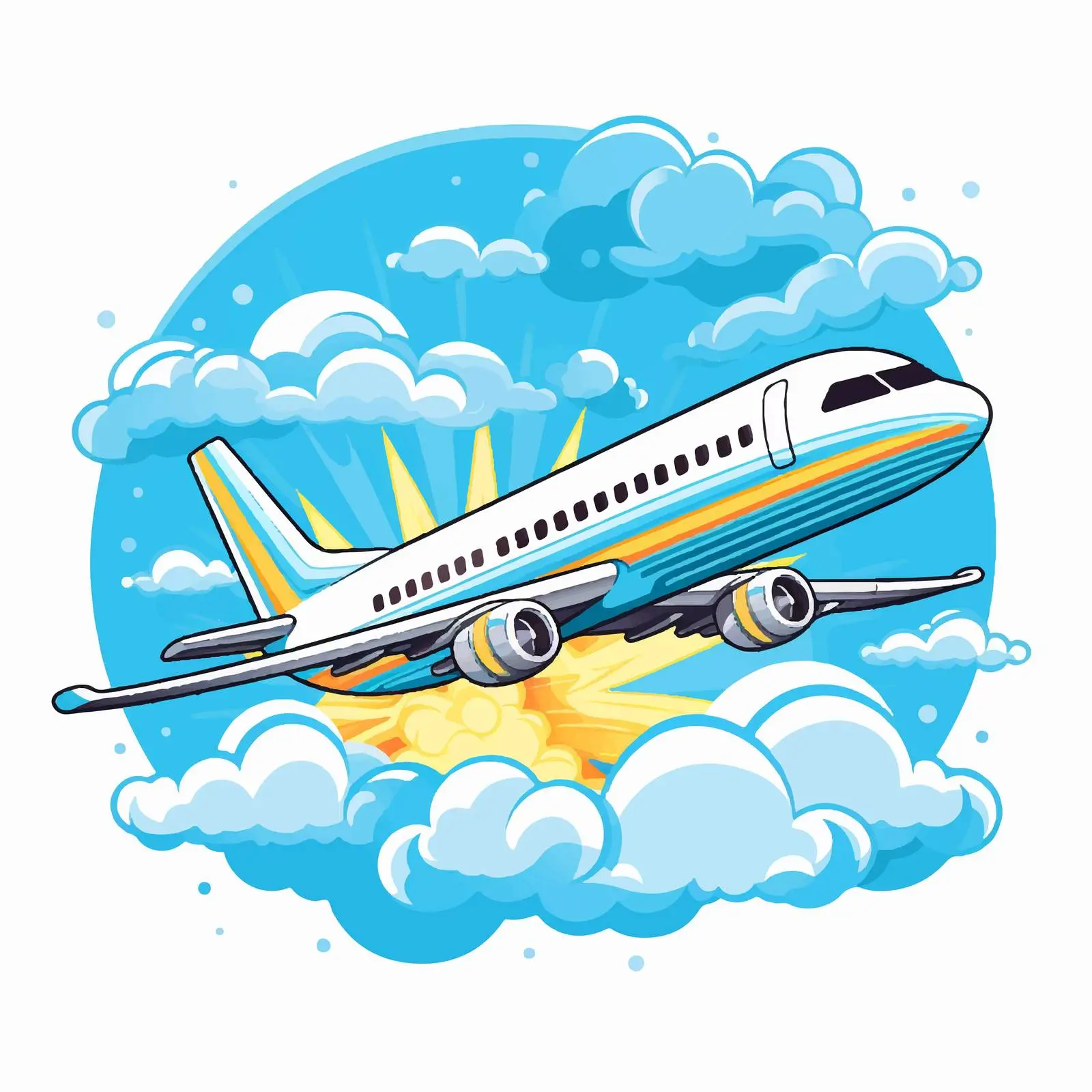 Vibrant Airplane Flying Above Clouds Vector — free download from Dotvec