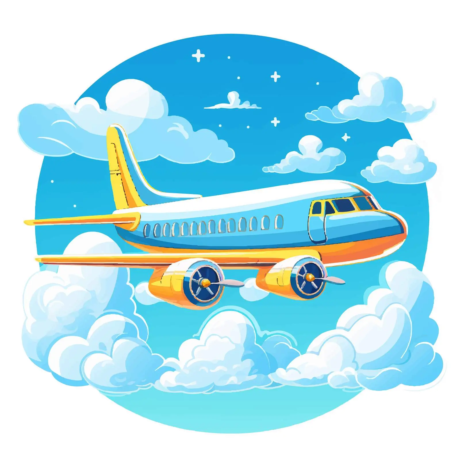 Vibrant Airplane Flying Above Clouds Vector — free download from Dotvec
