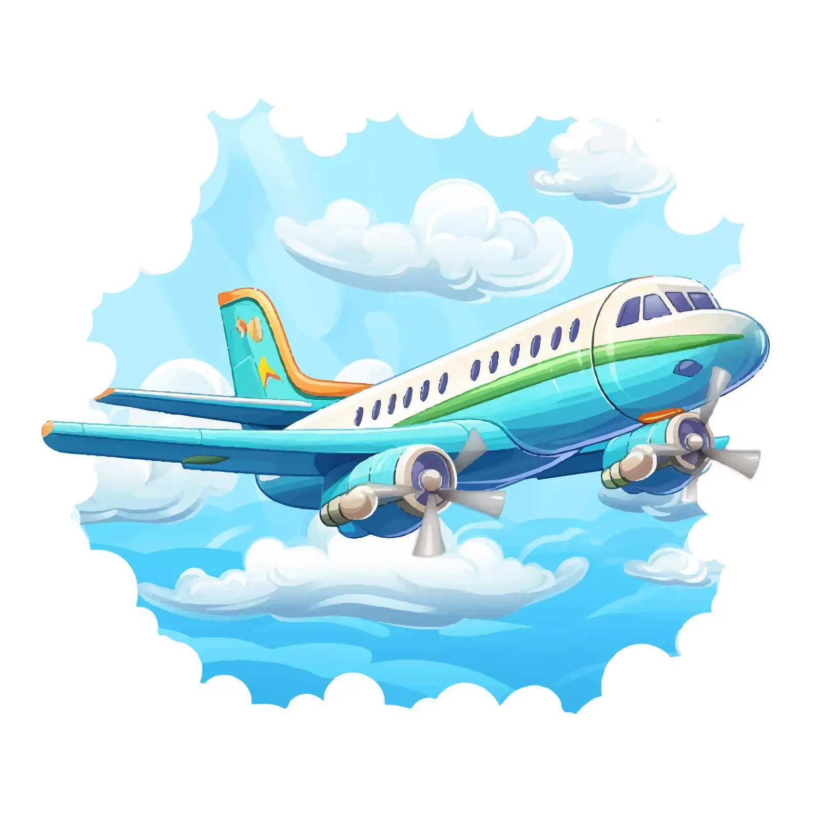 Vibrant Airplane Flying Above the Clouds Vector — free download from Dotvec