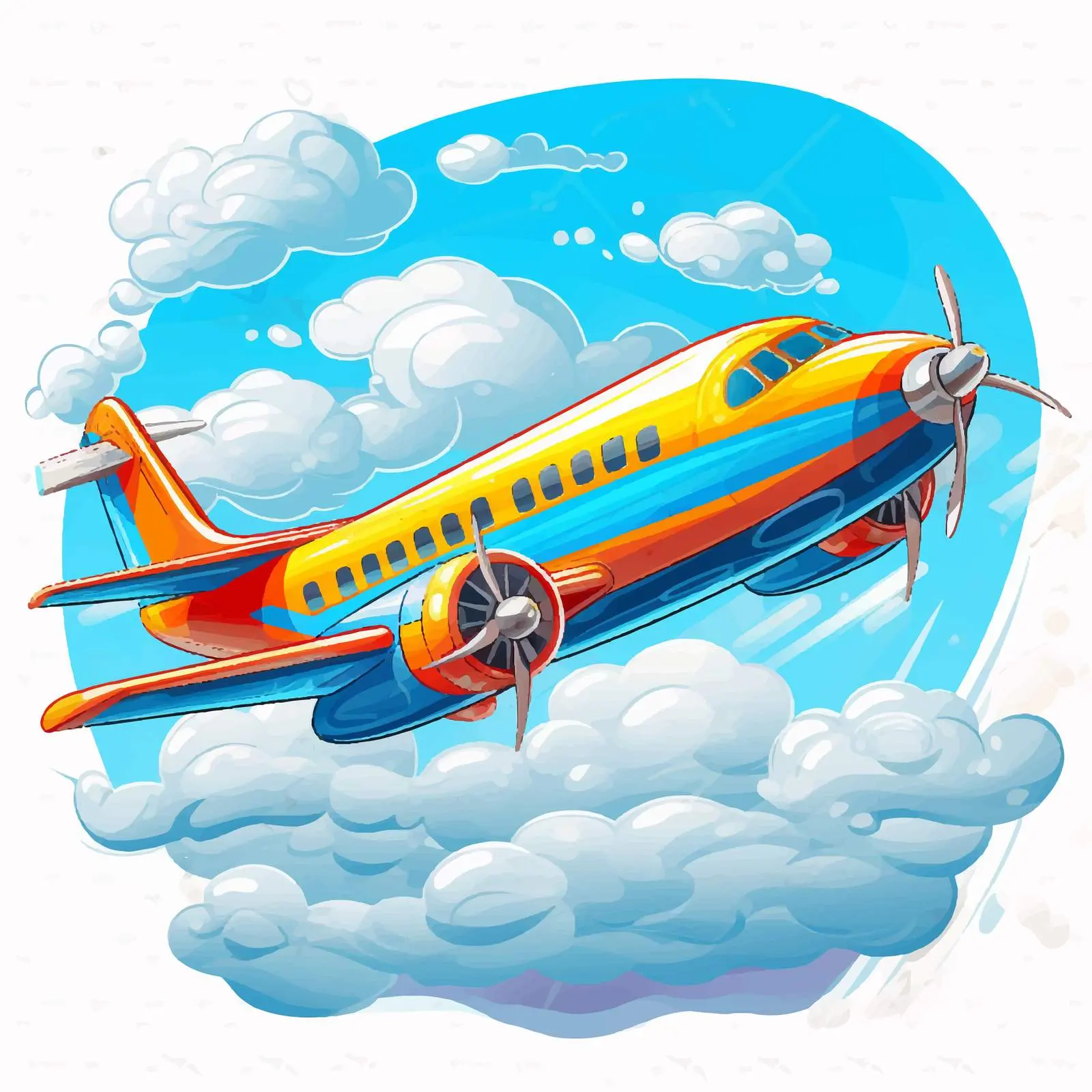 Vibrant Airplane Flying Above the Clouds Vector — free download from Dotvec