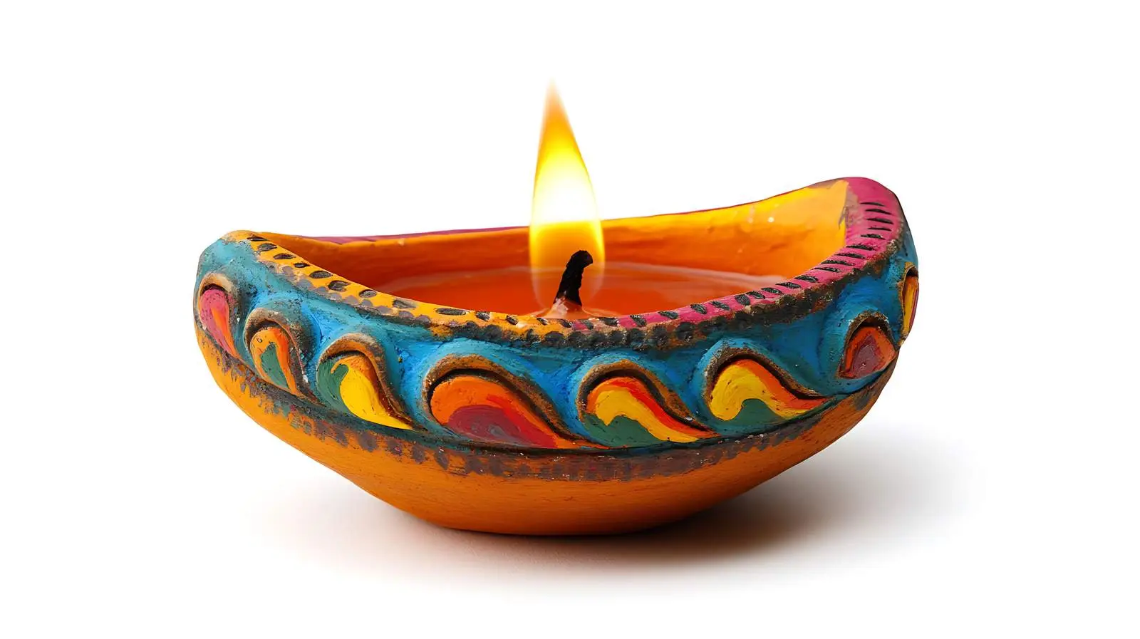 Colorful Diya Lamp on White Background — free download from Dotvec