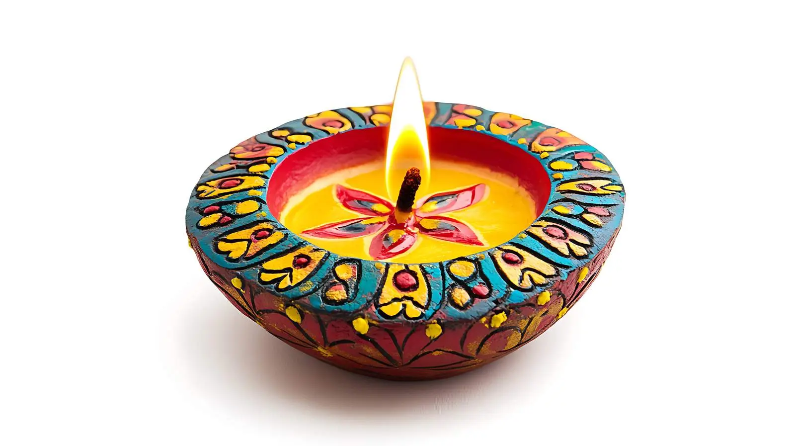 Colorful Diya Lamp on White Background — free download from Dotvec