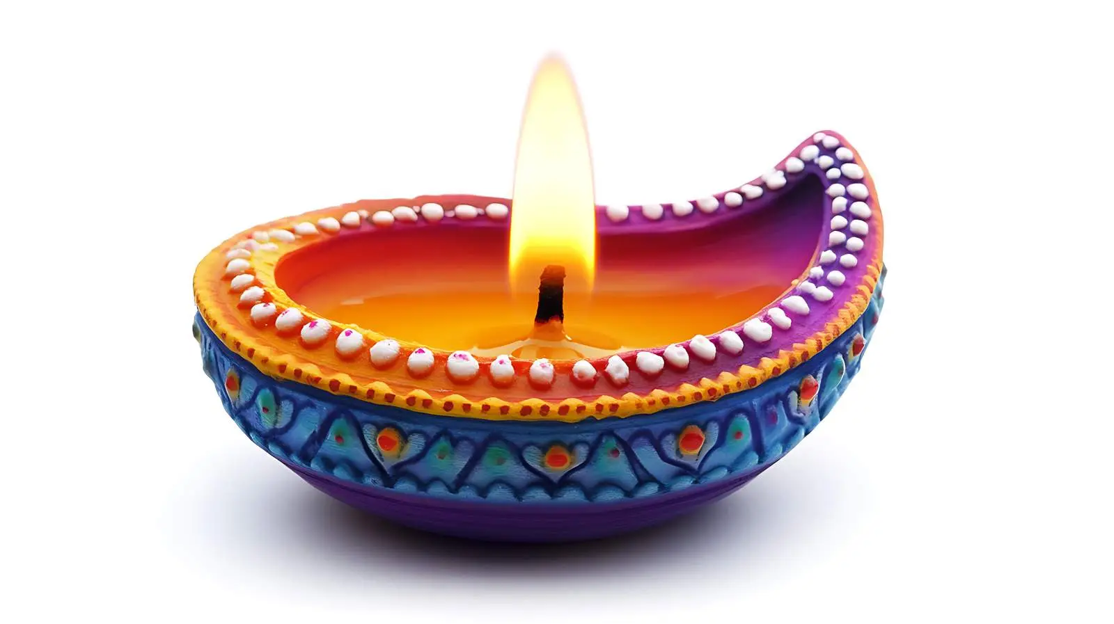Colorful Diya Lamp on White Background — free download from Dotvec
