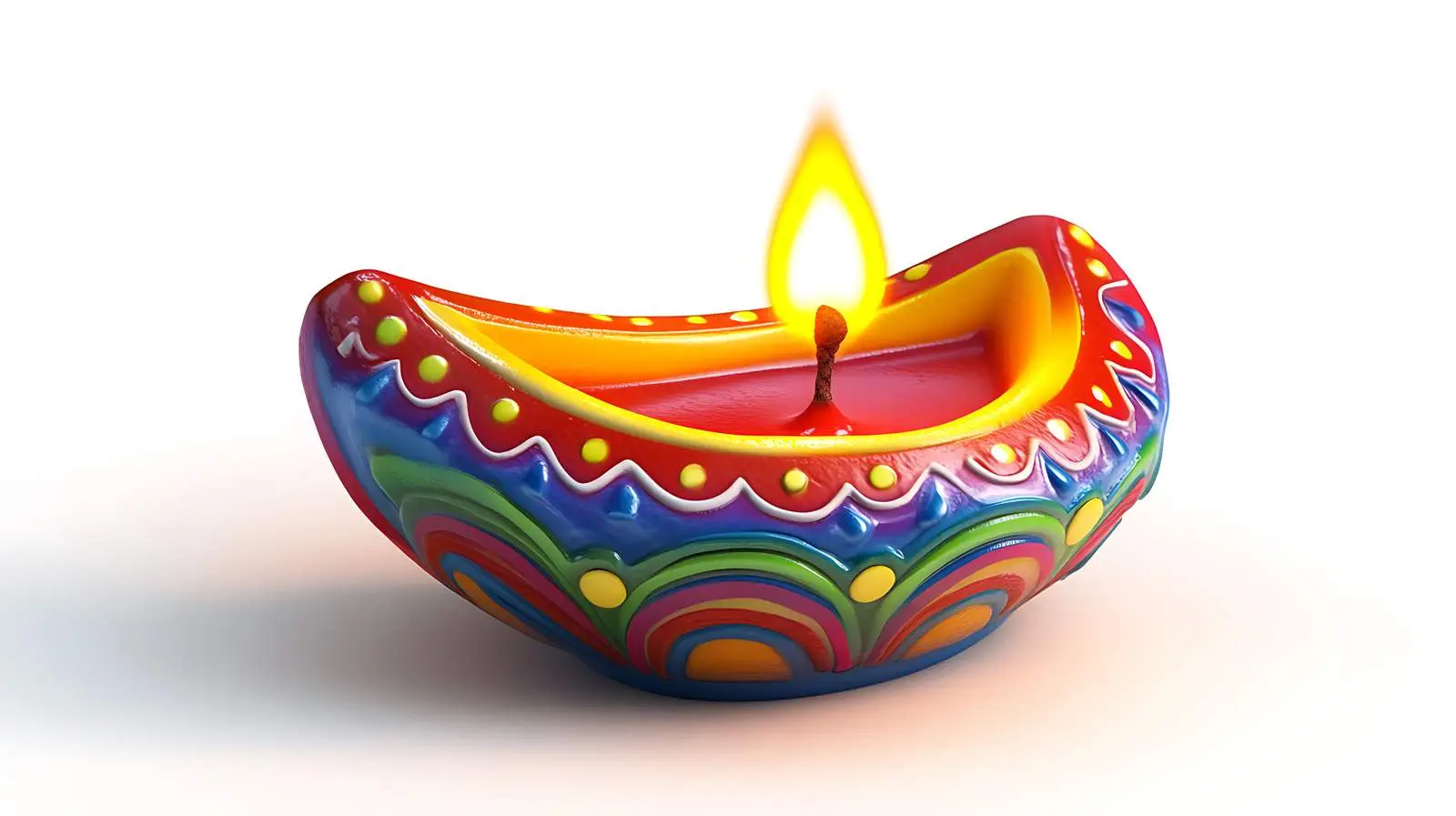 Colorful Diya Lamp on White Background — free download from Dotvec