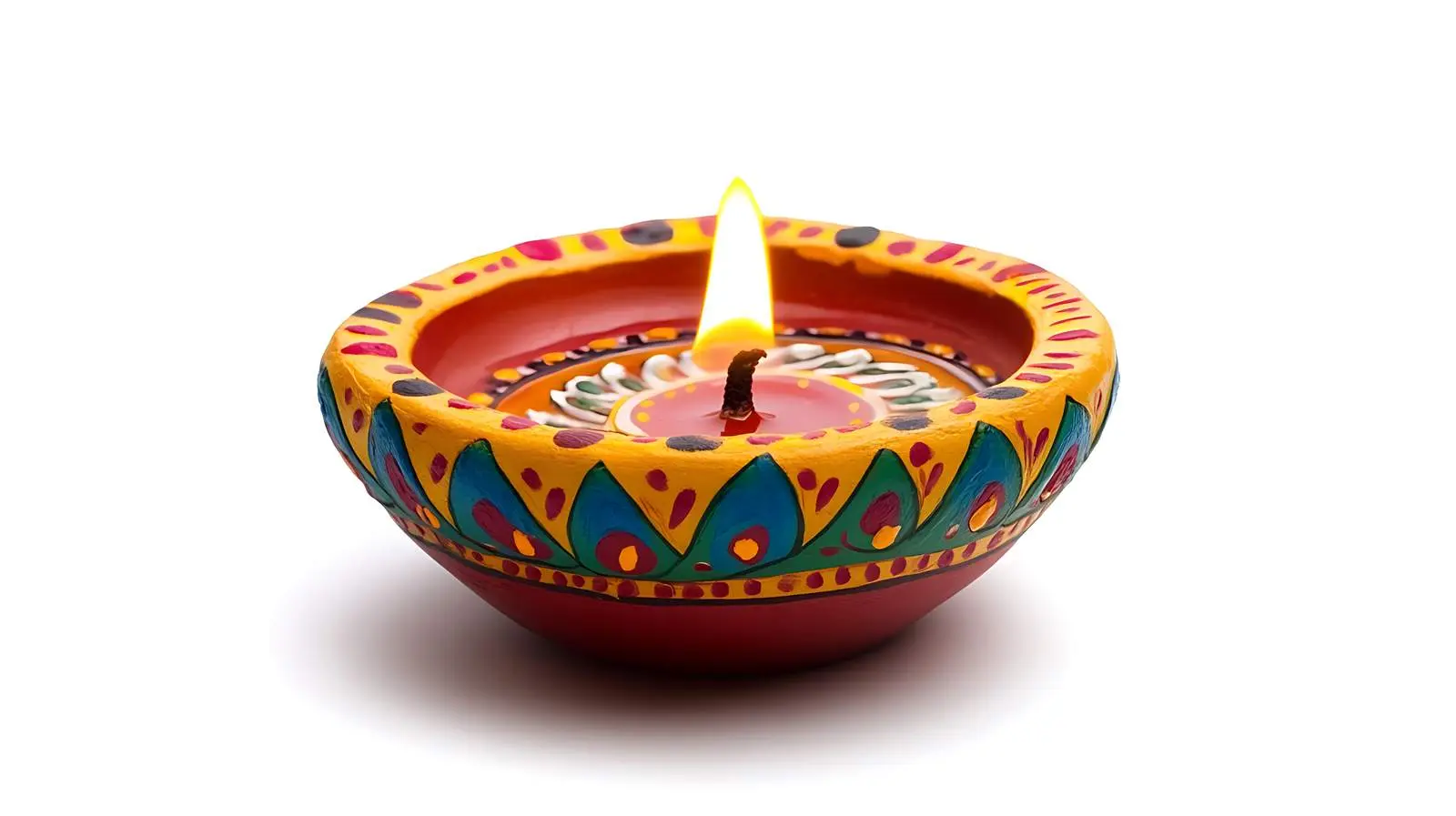 Colorful Diya Lamp on White Background — free download from Dotvec