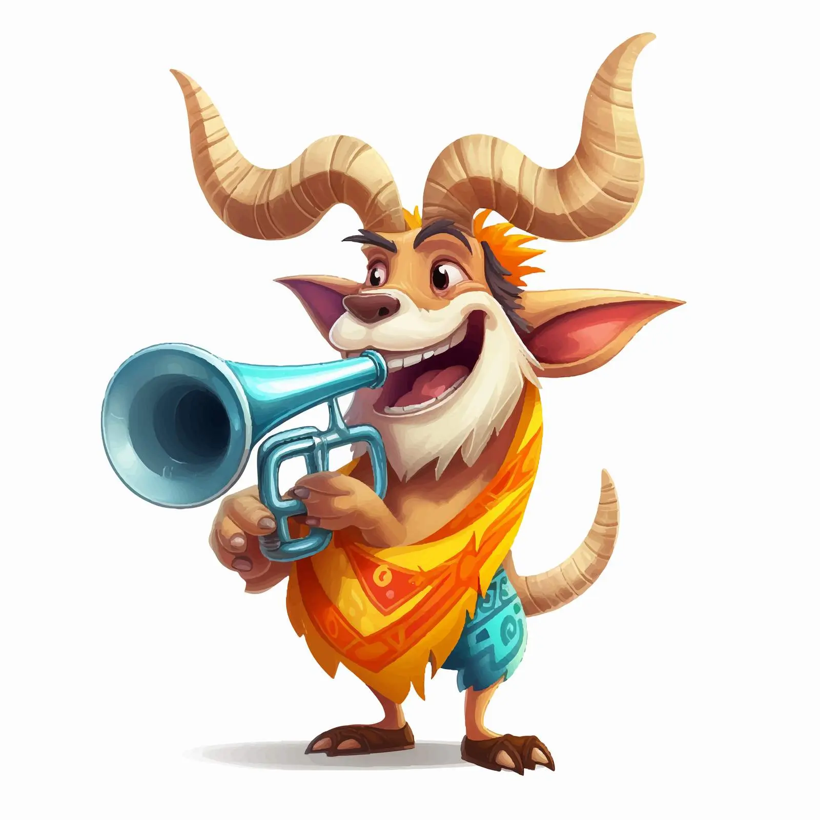 Vibrant Friendly Cartoon Character with Horn – free creative character image from Dotvec