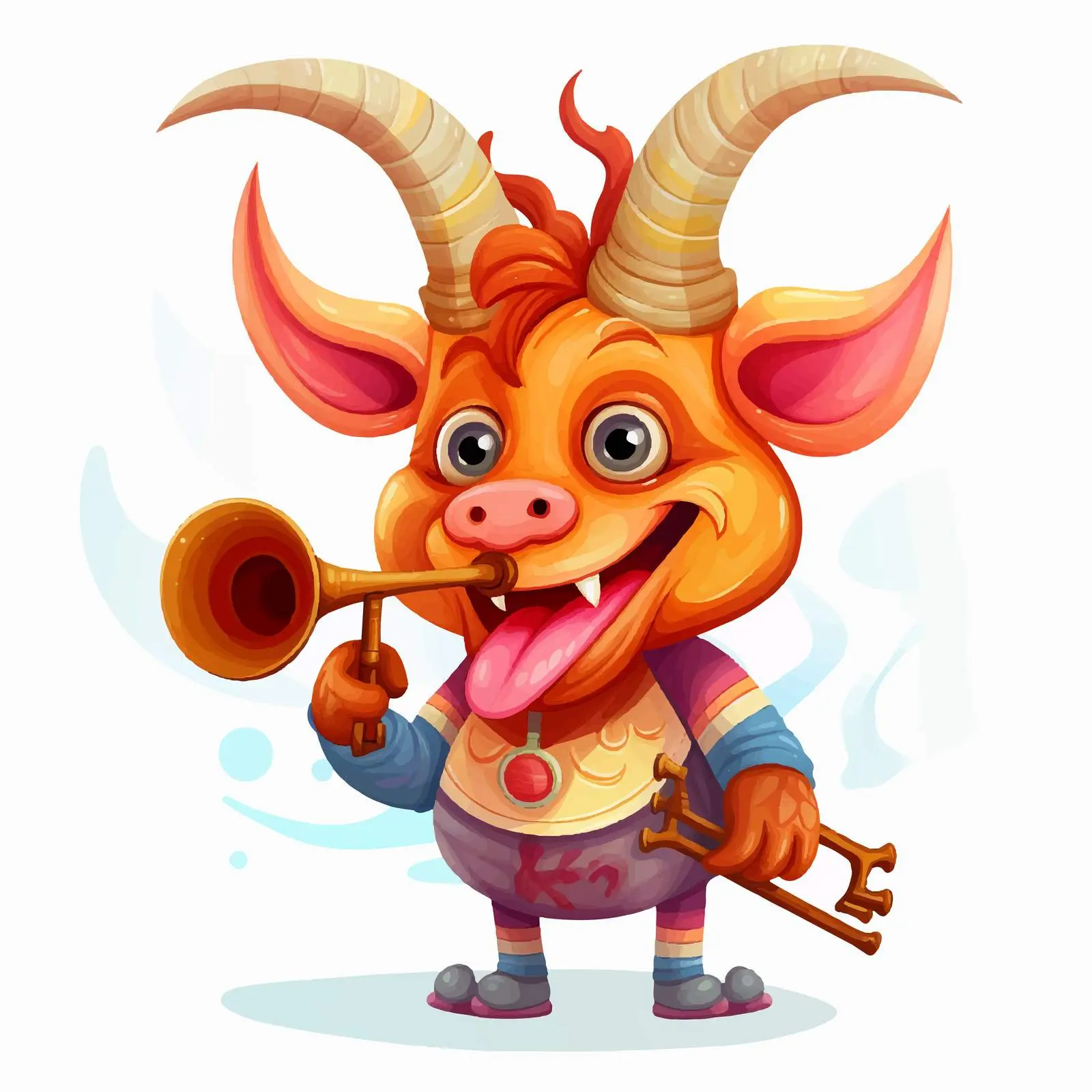 Vibrant Cartoon Character with Horn Illustration — free download from Dotvec