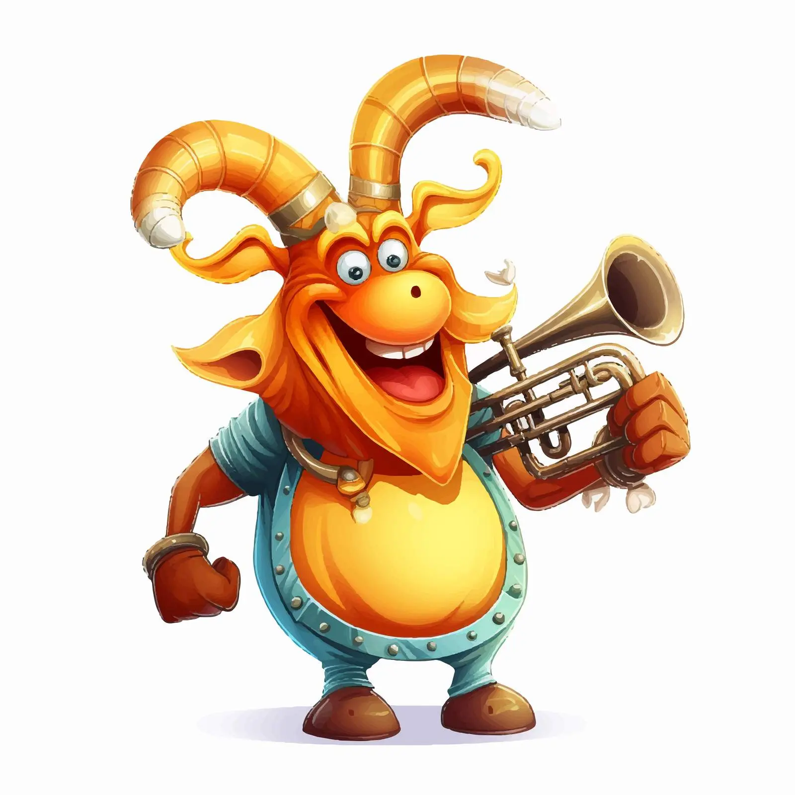 Vibrant Friendly Cartoon Character with Horn — free download from Dotvec