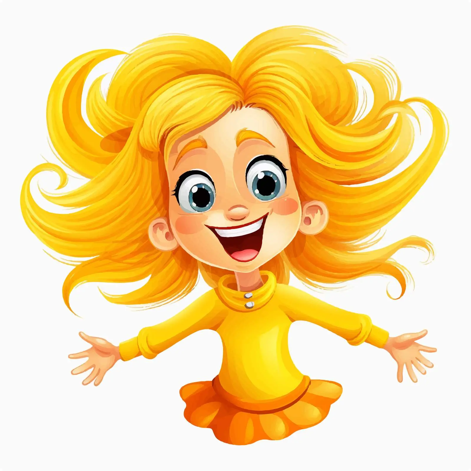 Playful Cartoon Character with Yellow Hair — free download from Dotvec
