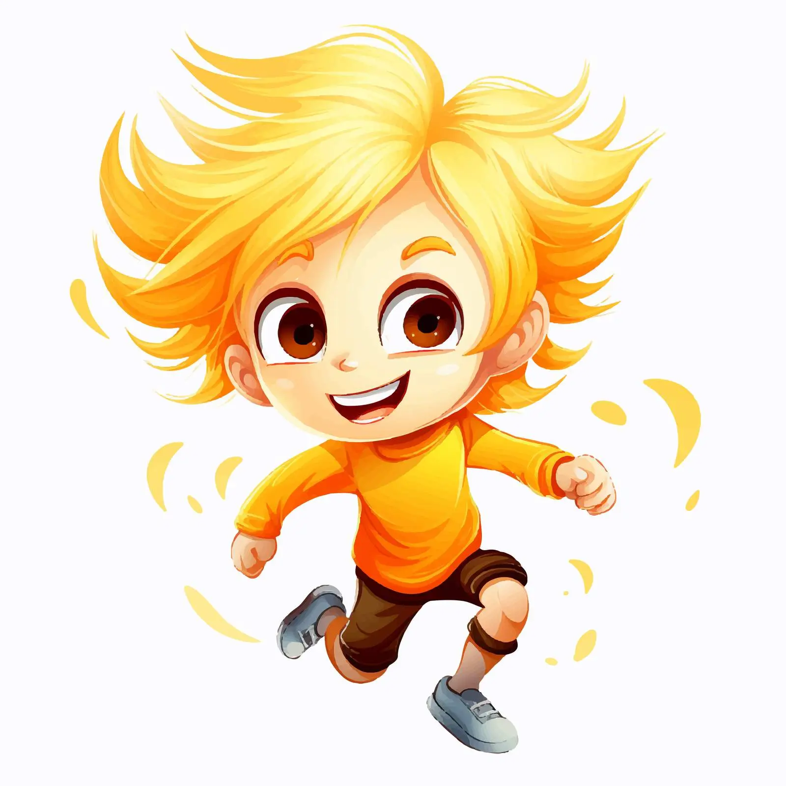 Playful Cartoon Character with Yellow Hair — free download from Dotvec