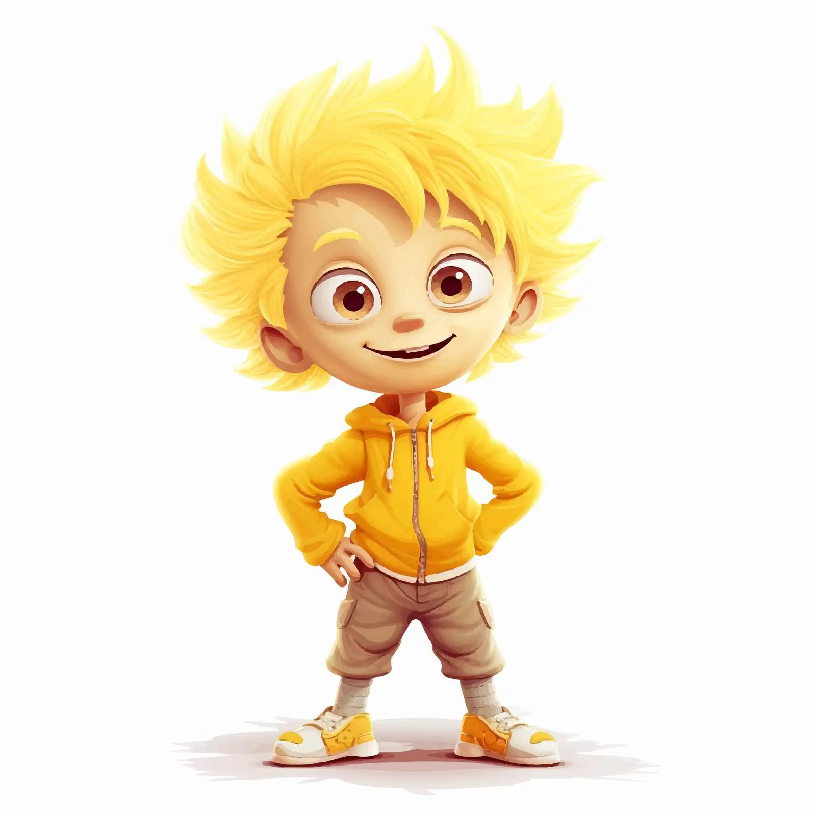 Playful Cartoon Character with Yellow Hair — free download from Dotvec