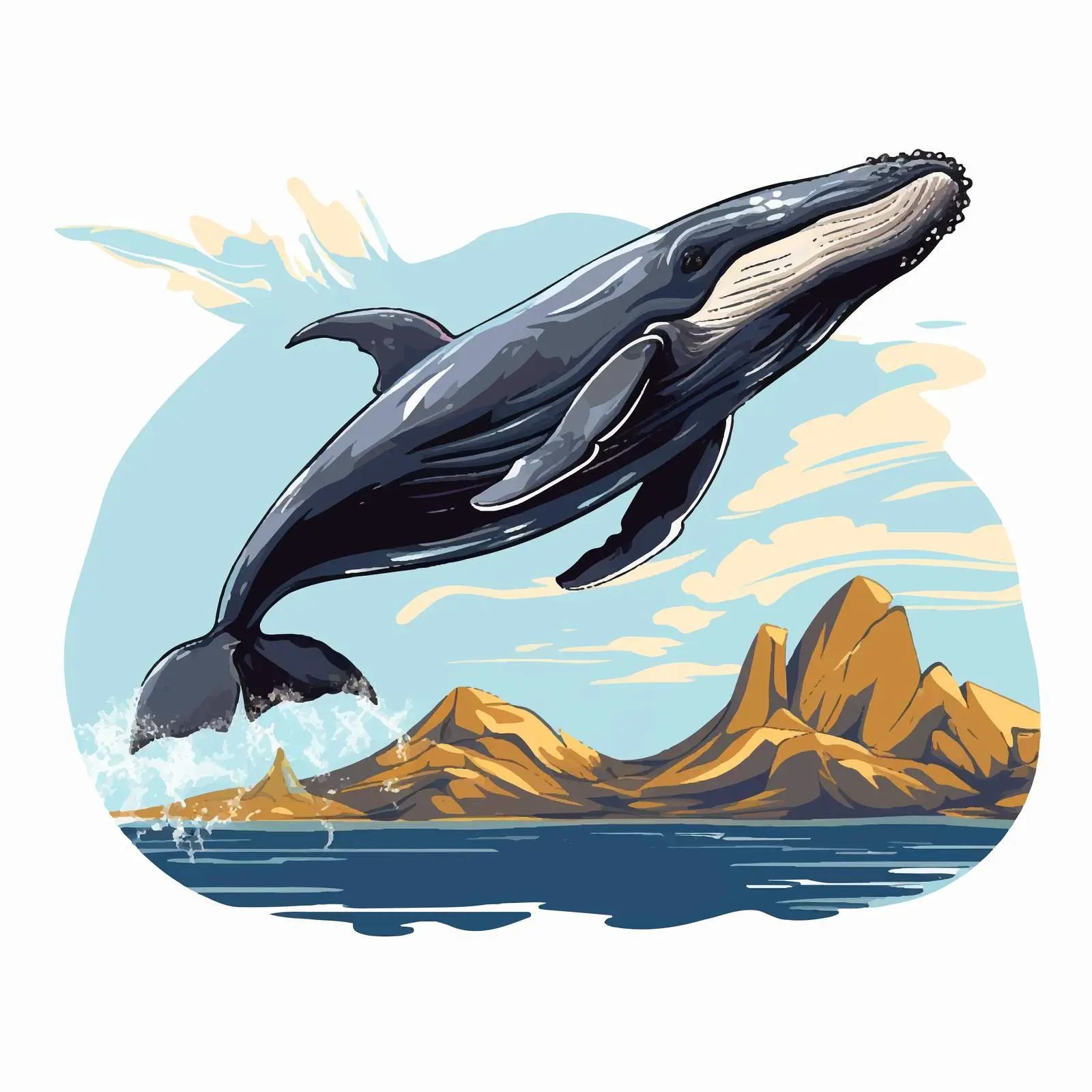 Whale Breaching from Earth's Surface Vector Graphic — free download from Dotvec