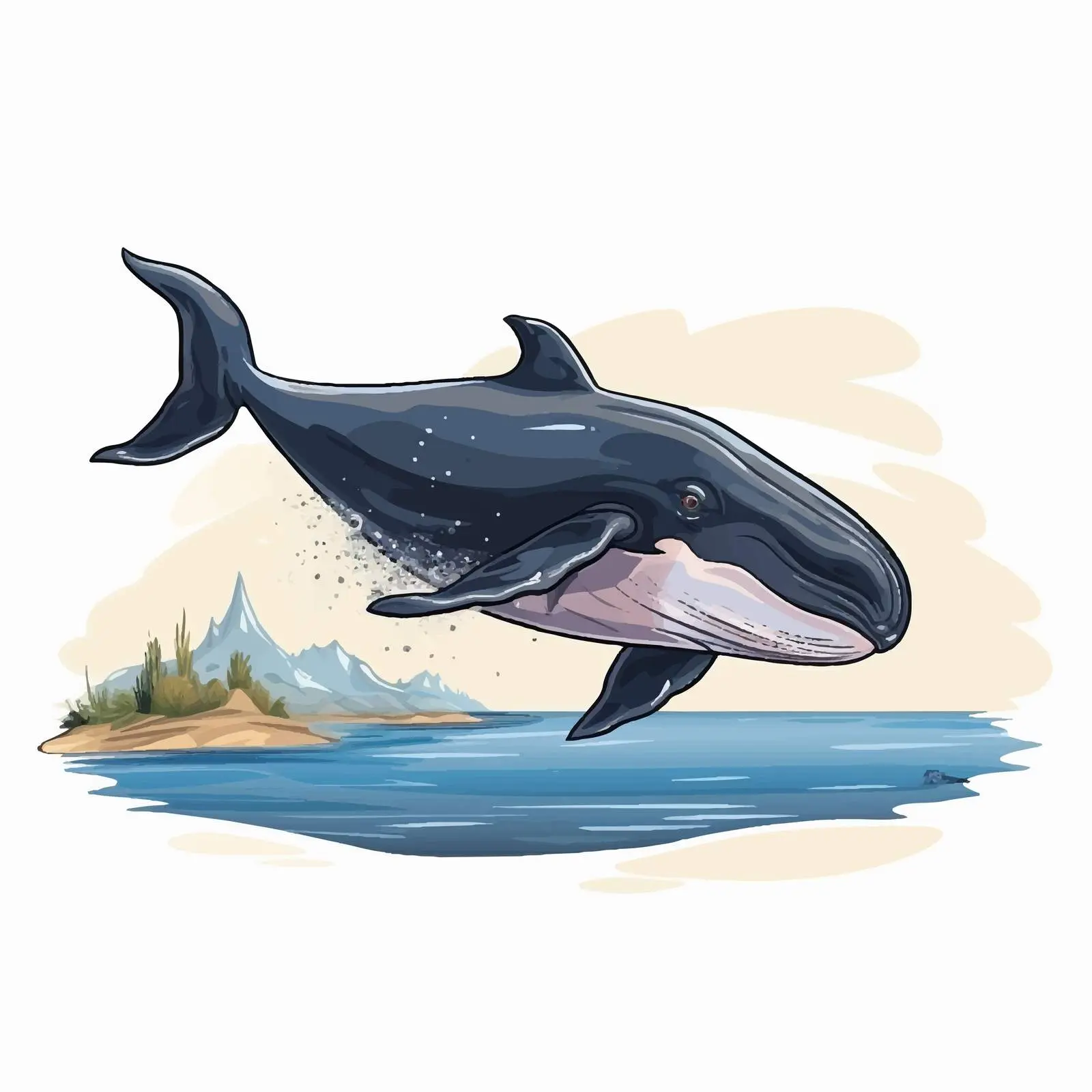 Whale Breaching from Earth's Surface Vector Art – free reaching image from Dotvec