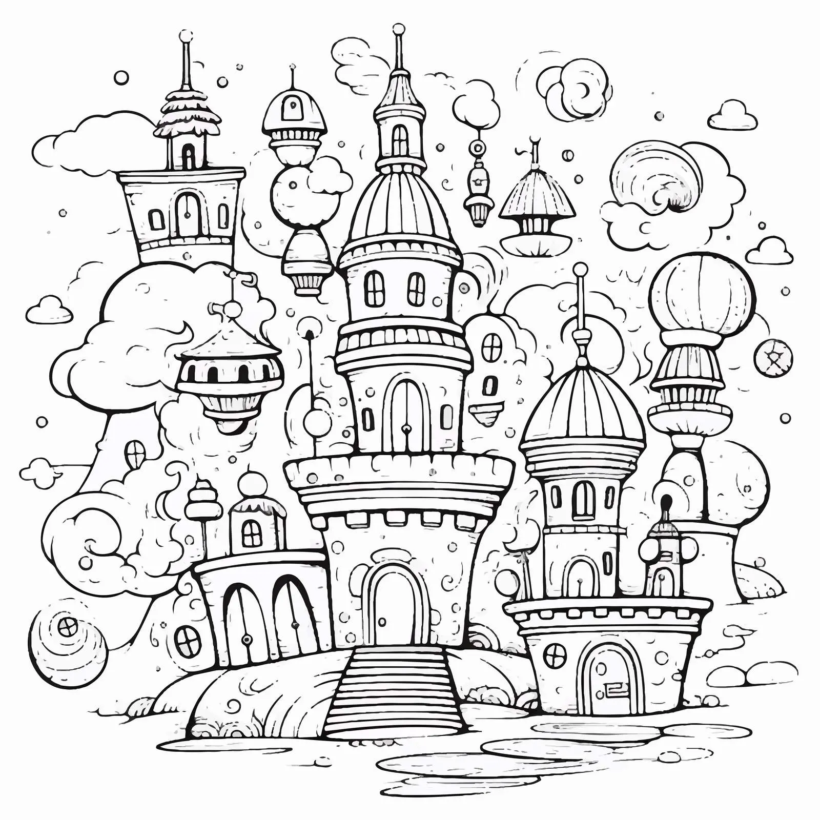 Whimsical Doodle Outline for Coloring Pages — free download from Dotvec