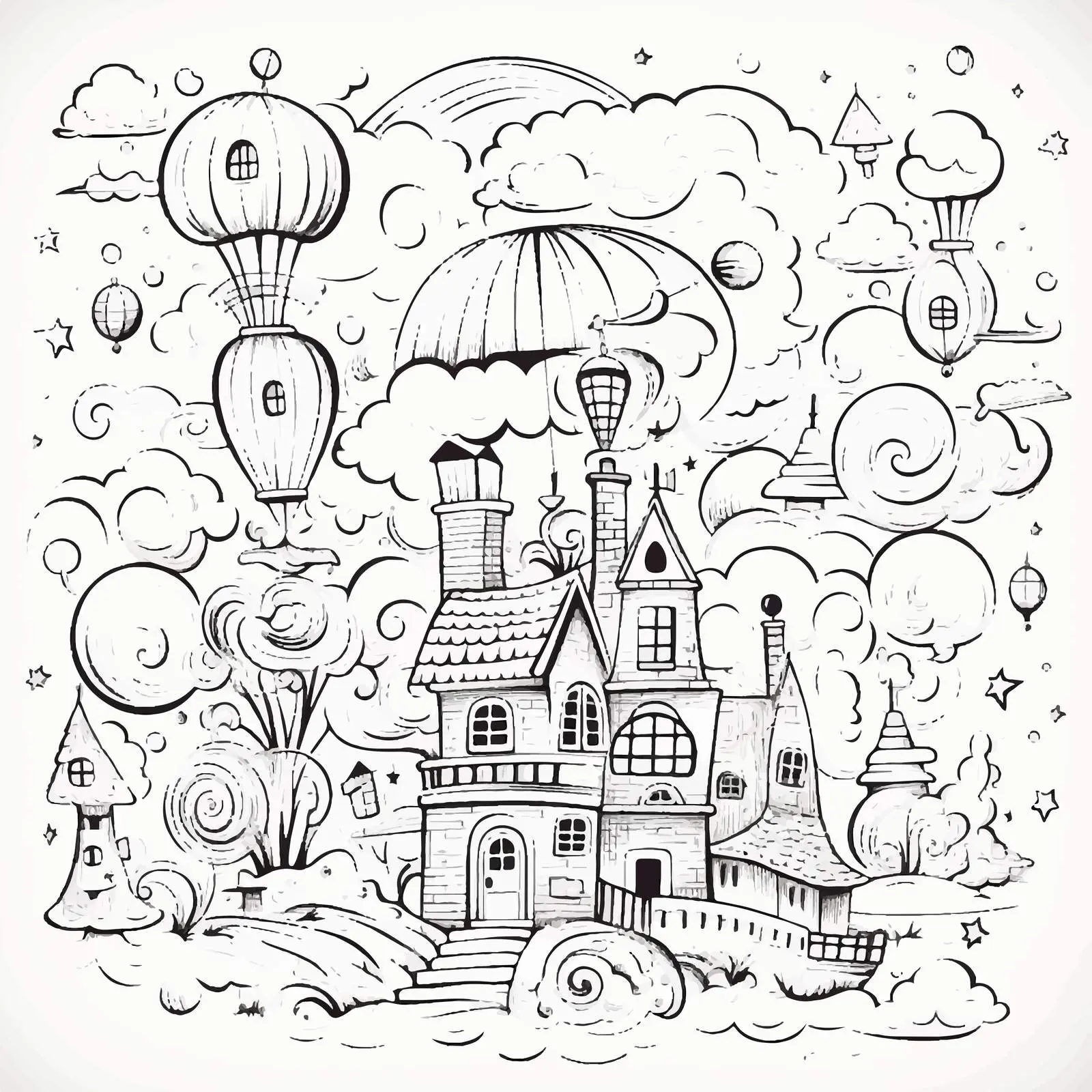 Whimsical Doodle Outline for Creative Coloring — free download from Dotvec