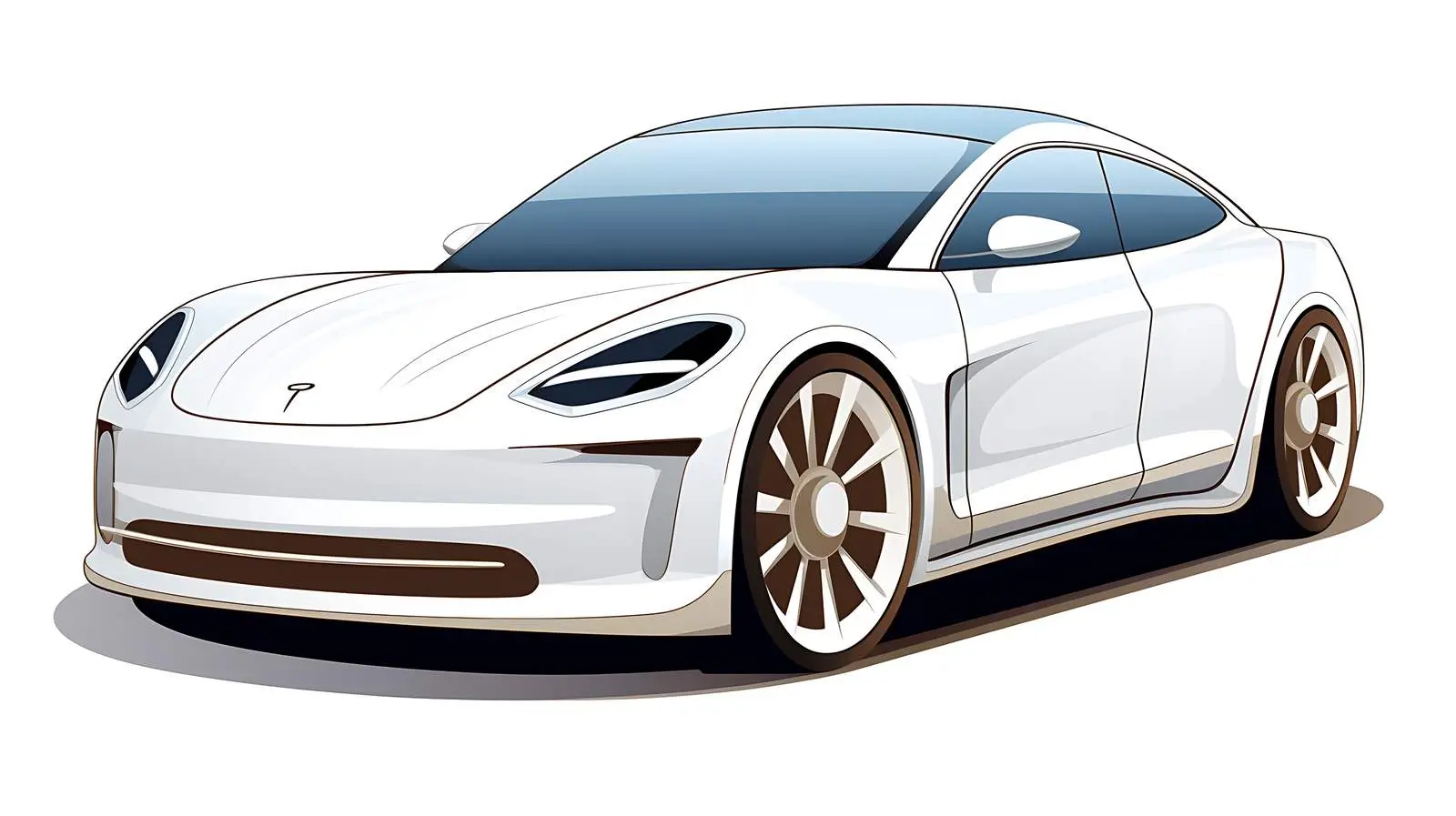 White Electric Car Illustration — free download from Dotvec