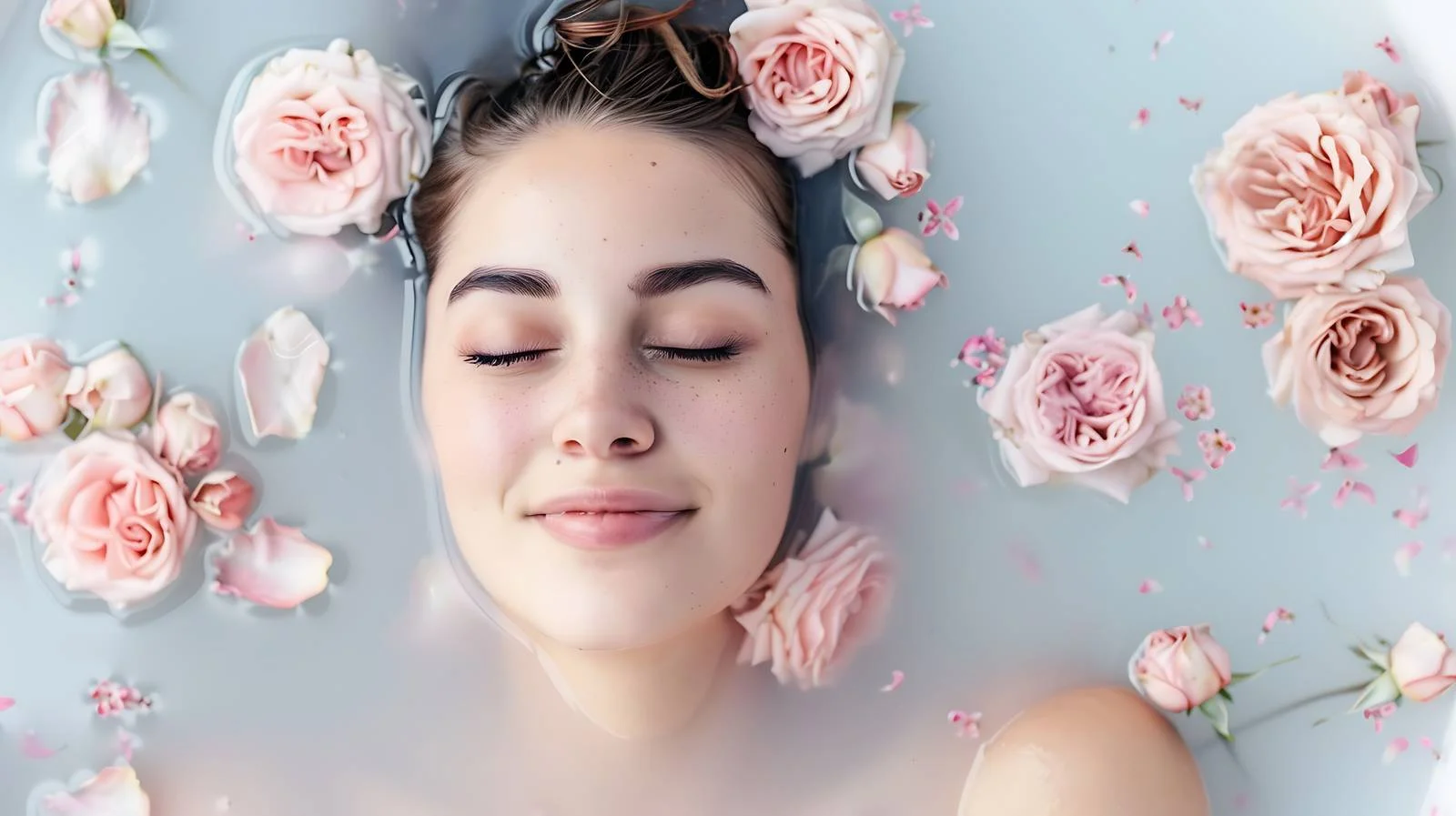 Serene woman relaxing in bathtub — free download from Dotvec