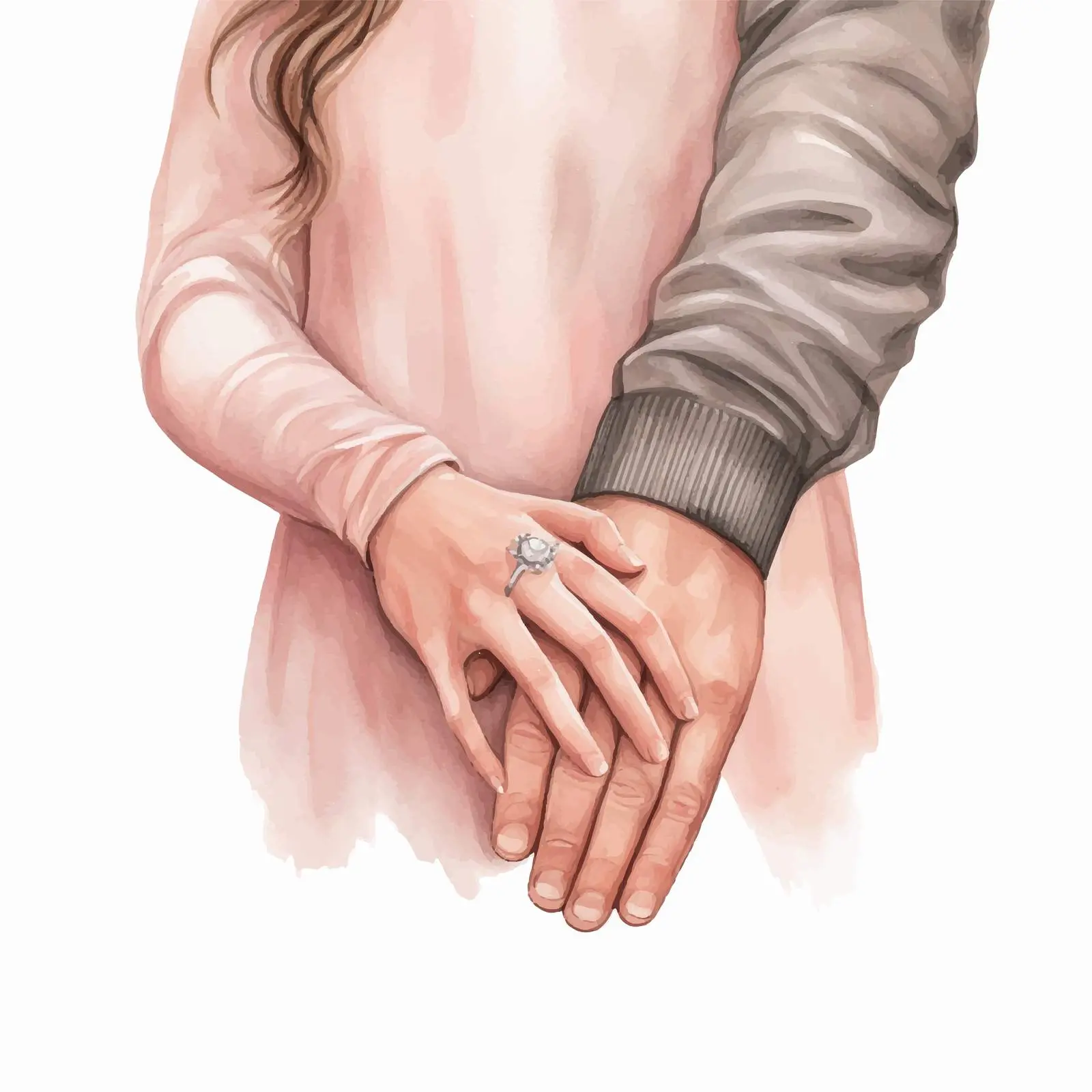 Woman in Sweater Holding Man's Hand Illustration — free download from Dotvec