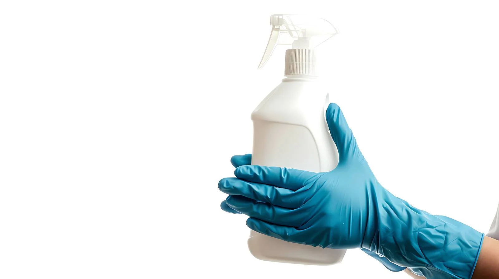 Woman's Blue Gloved Hand with Bottle — free download from Dotvec