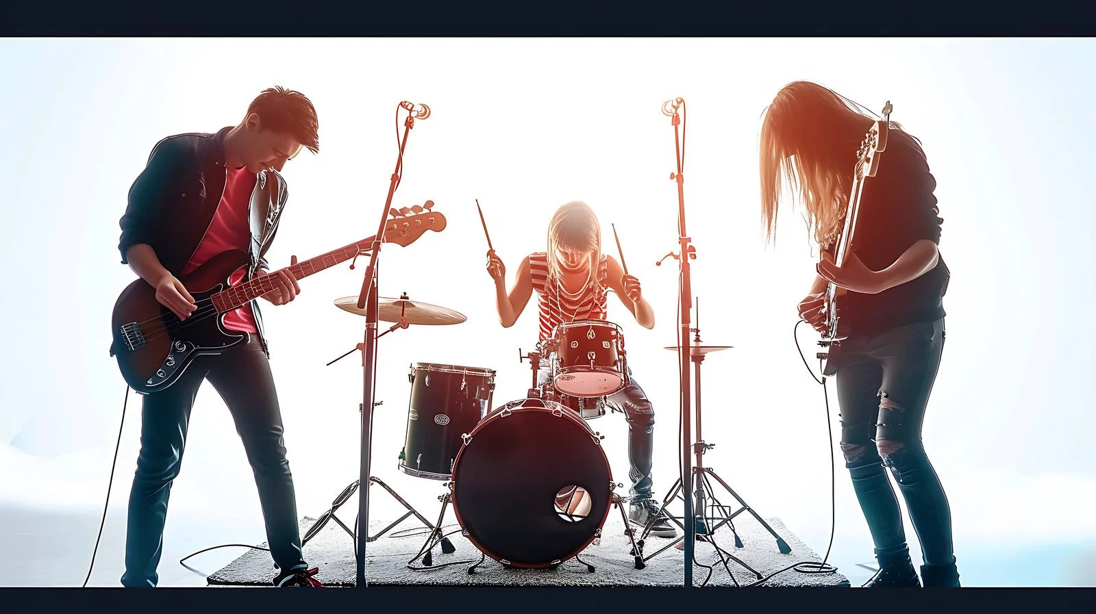 Energetic young band performing on bright stage — free download from Dotvec