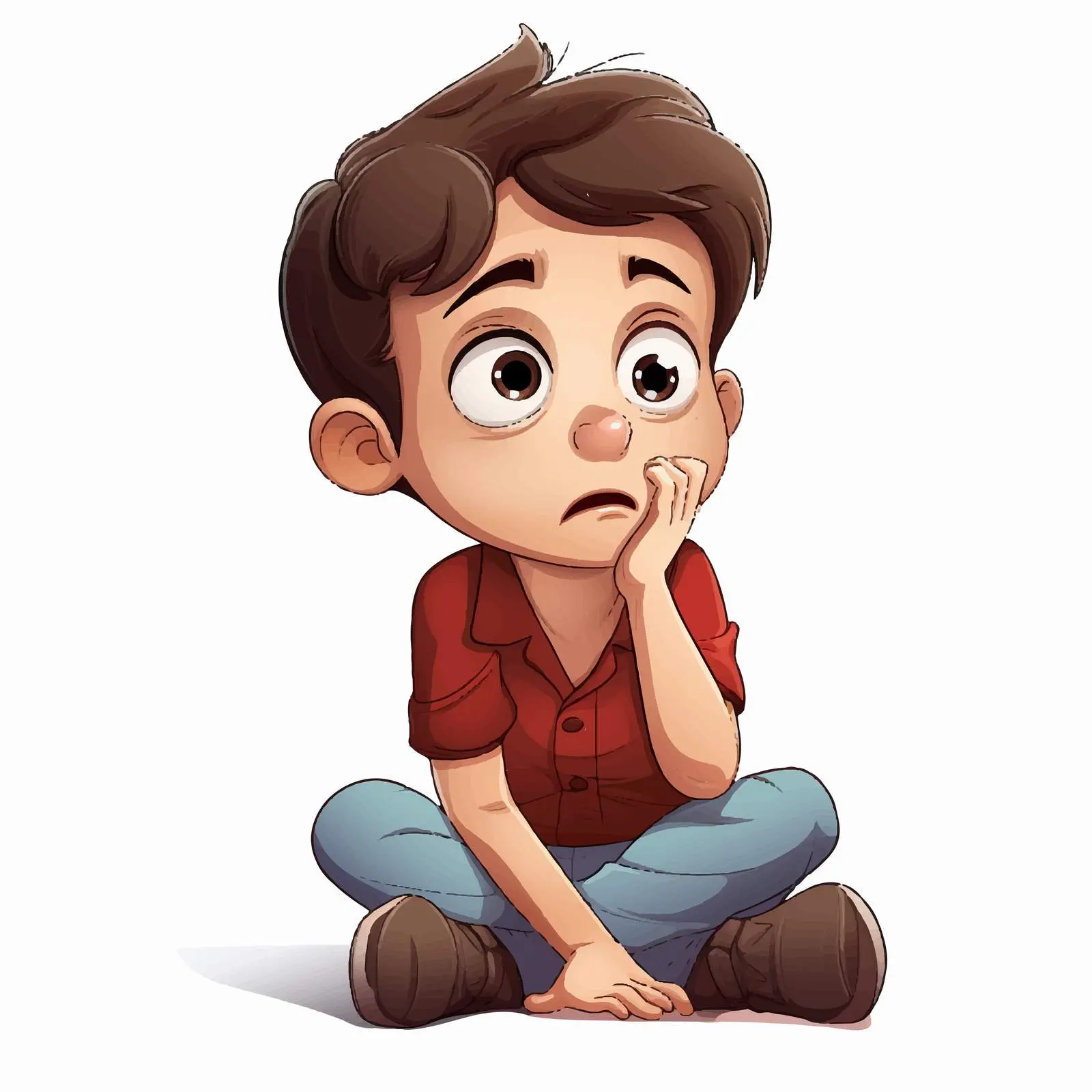Worried Young Boy Cartoon Vector Illustration — free download from Dotvec