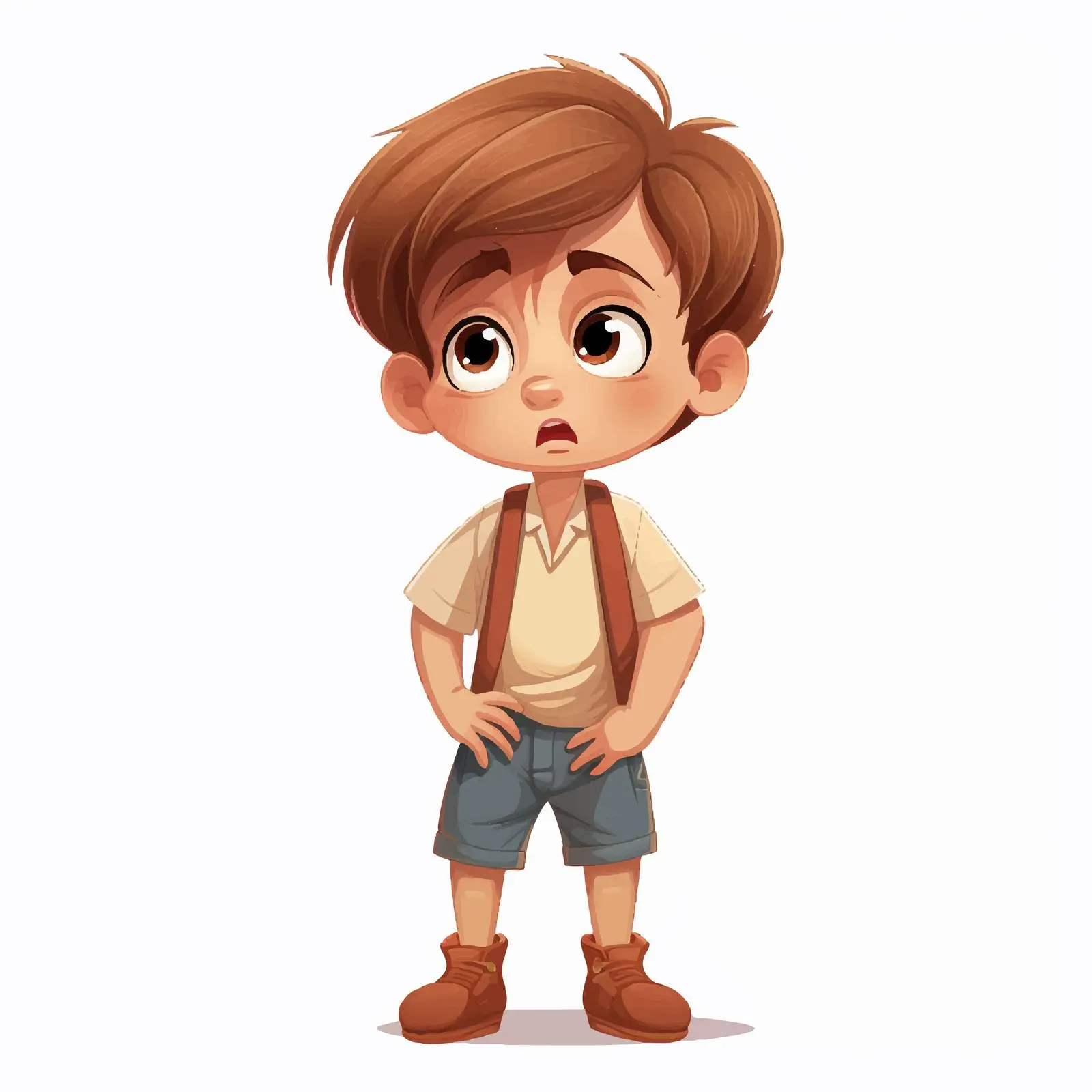 Worried Young Boy Cartoon Vector Illustration — free download from Dotvec