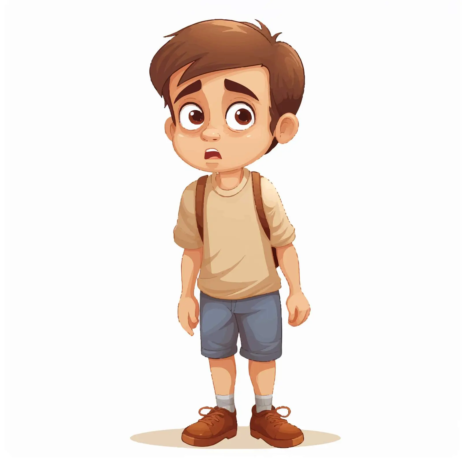 Concerned Young Boy Cartoon Vector Illustration – free boy illustration image from Dotvec