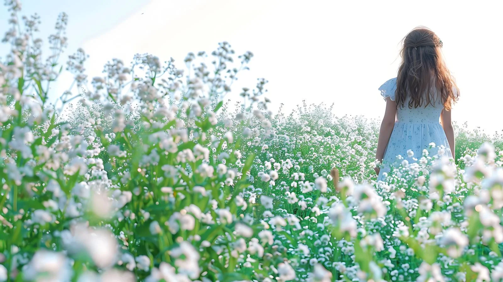 In a Lush Ivan-Tea Field, Young Girl Poses — free download from Dotvec