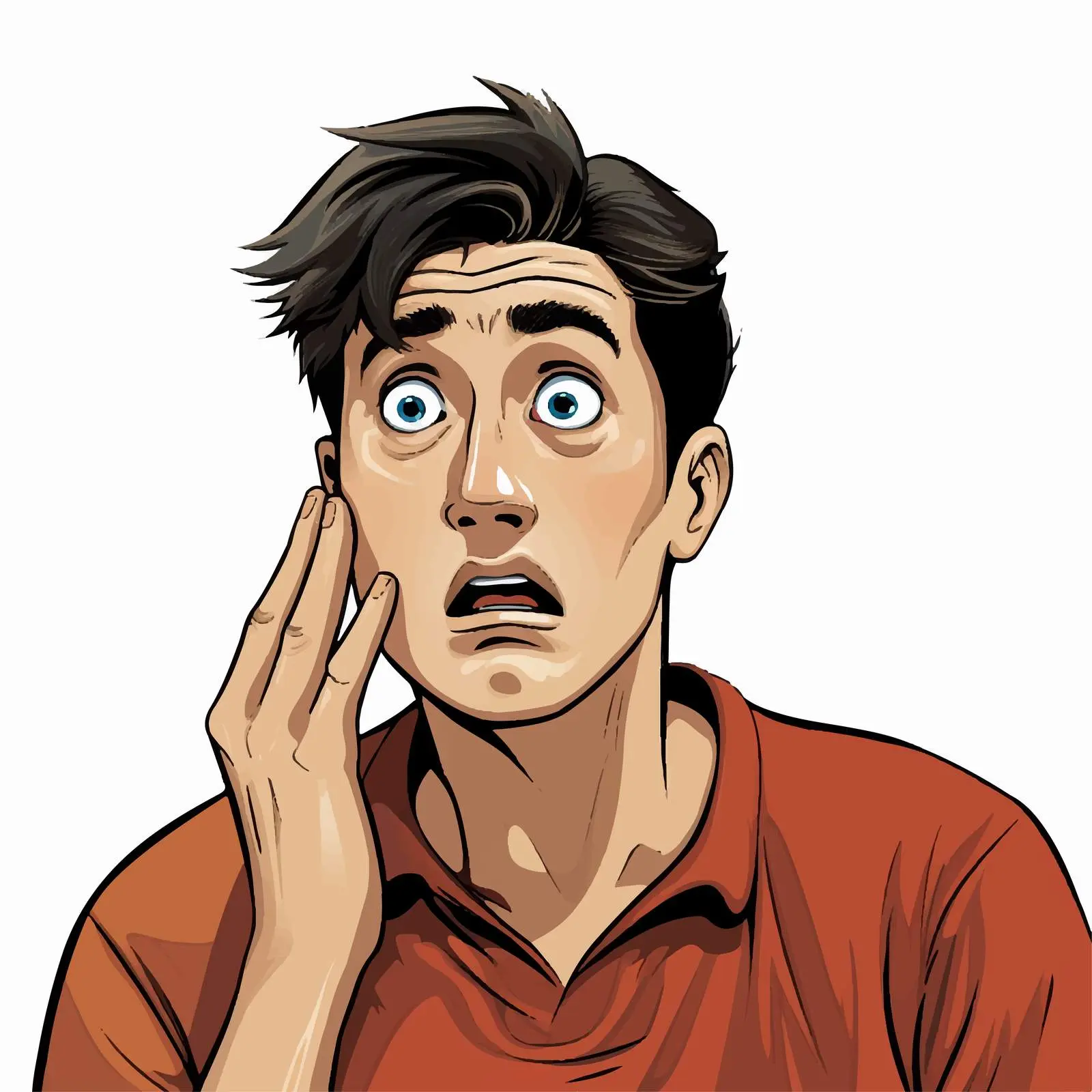 Young Man with Worried Expression Vector Illustration — free download from Dotvec