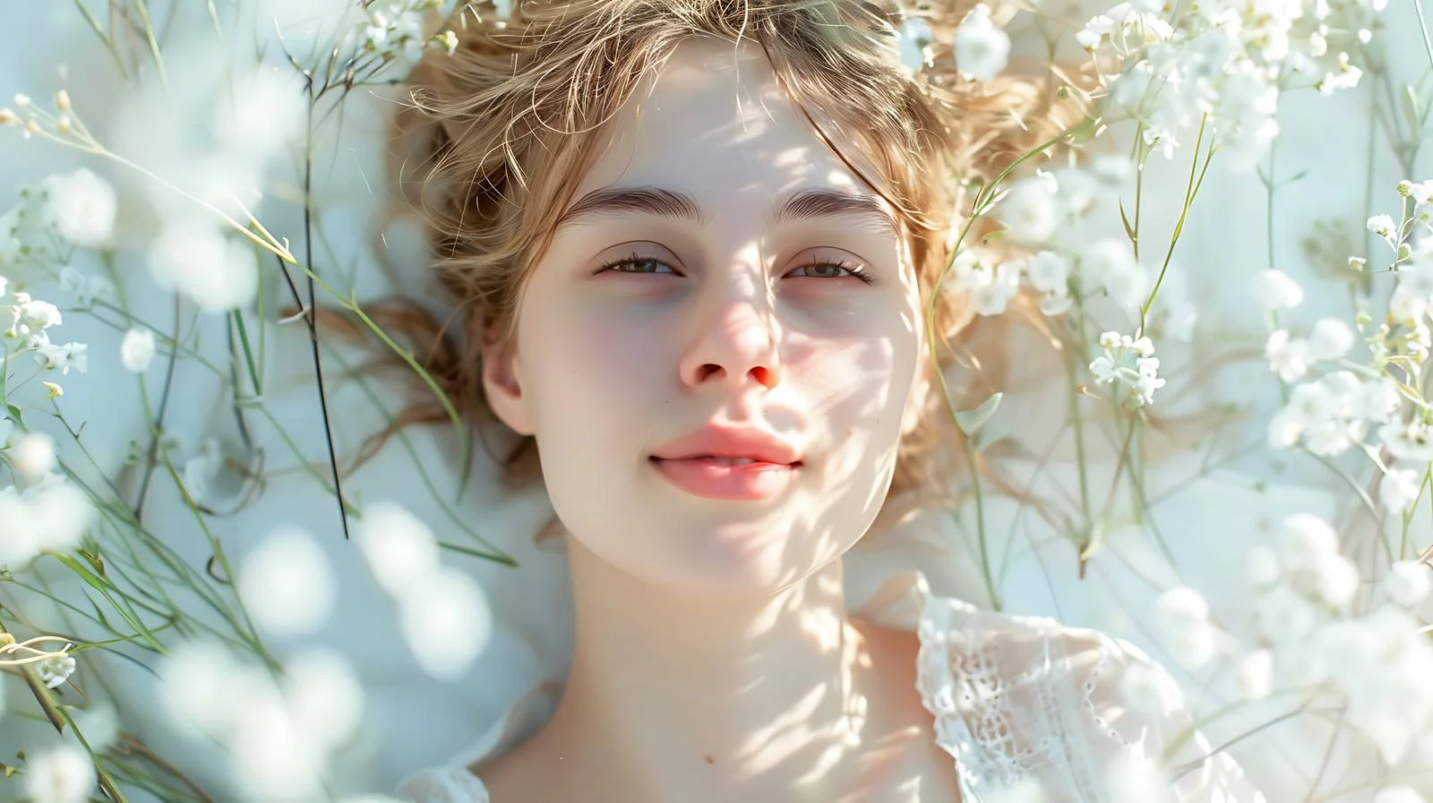 Elegant Young Woman Amidst Blooming Iva — free download from Dotvec