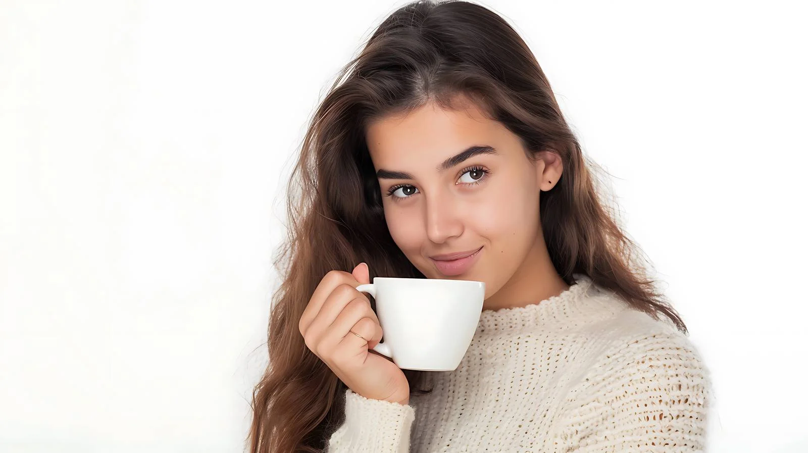 Young Woman Drinking Coffee Isolated — free download from Dotvec