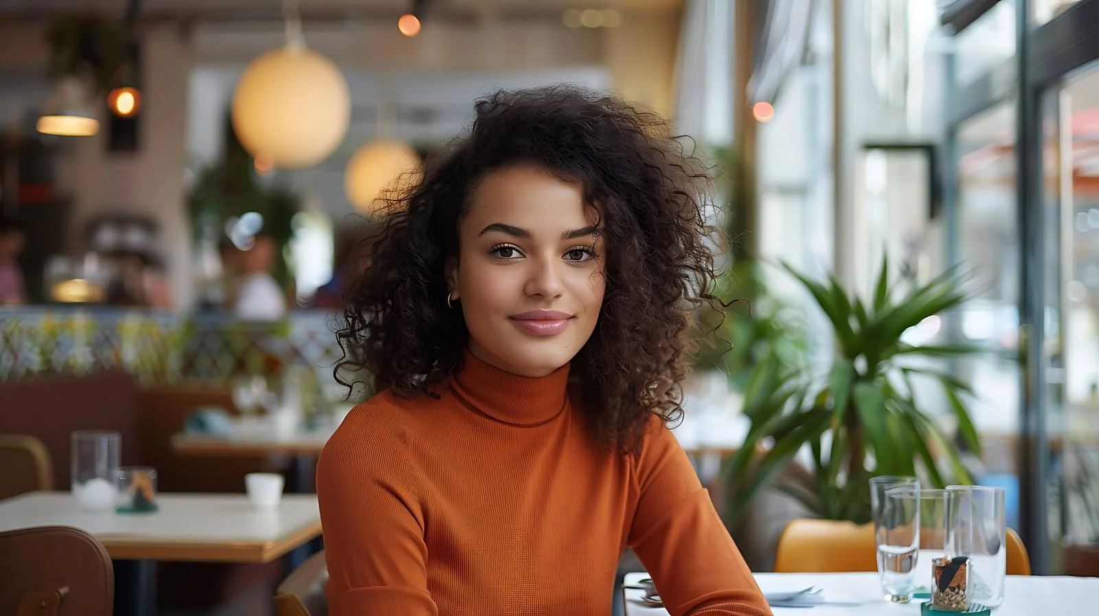 Elegant young woman dining in a cafe — free download from Dotvec