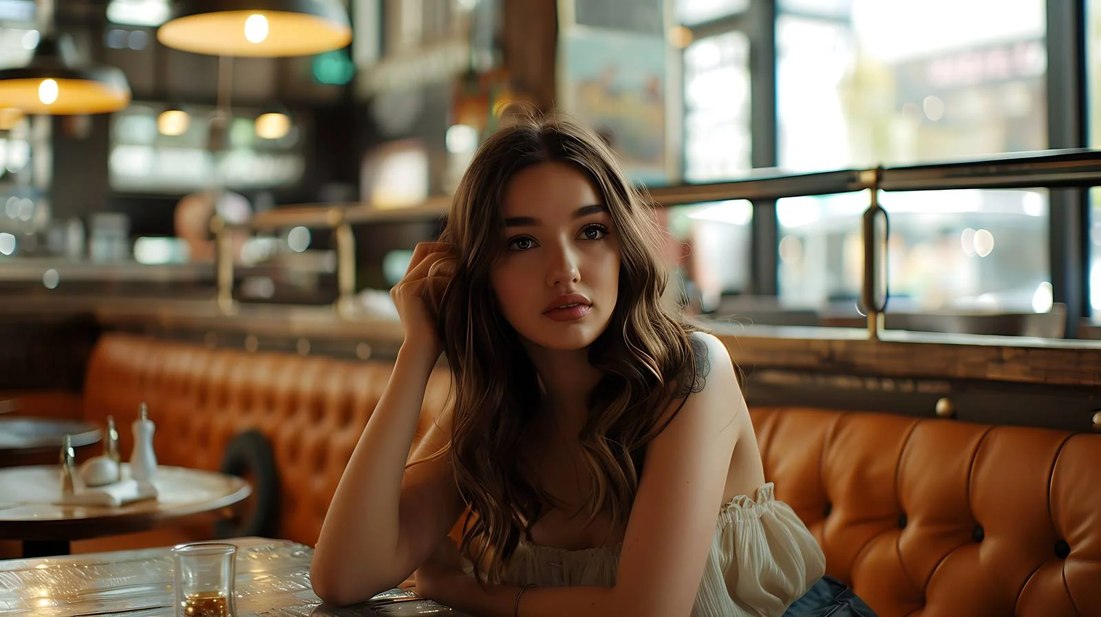 Elegant Woman Dining Alone in White Setting — free download from Dotvec