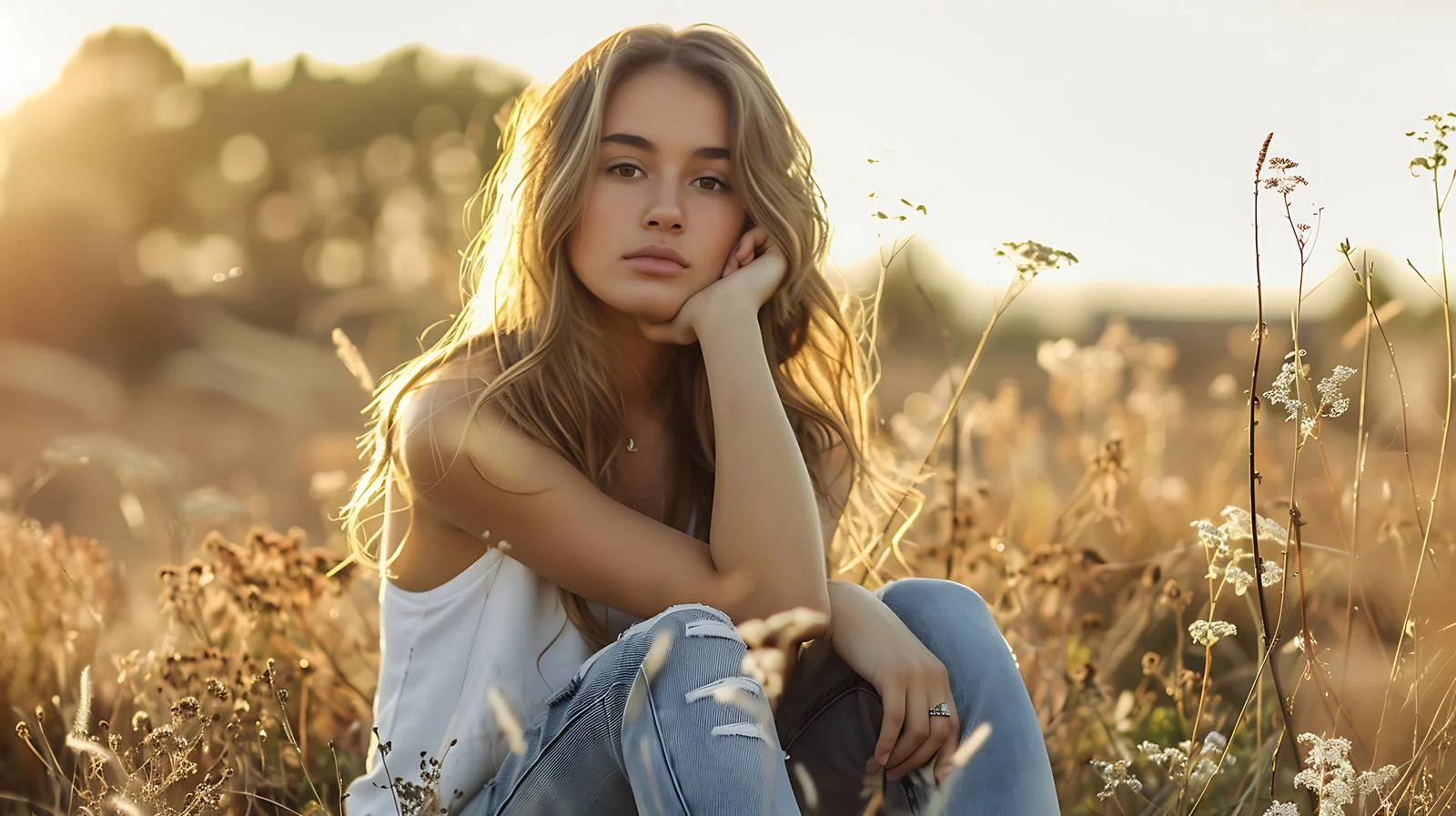 Serene Woman Outdoors Background — free download from Dotvec