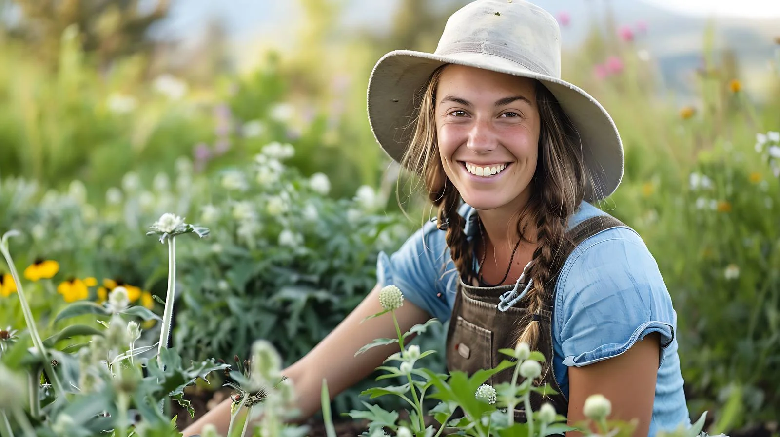 Joyful young lady gardening in Jackson Hole — free download from Dotvec