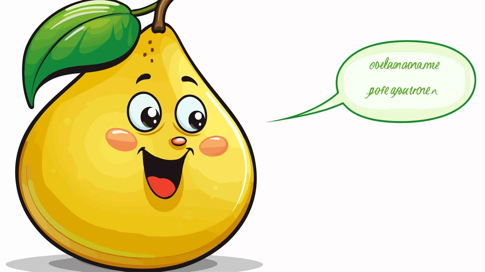 Friendly Pear Cartoon with Speech Bubble — free download from Dotvec