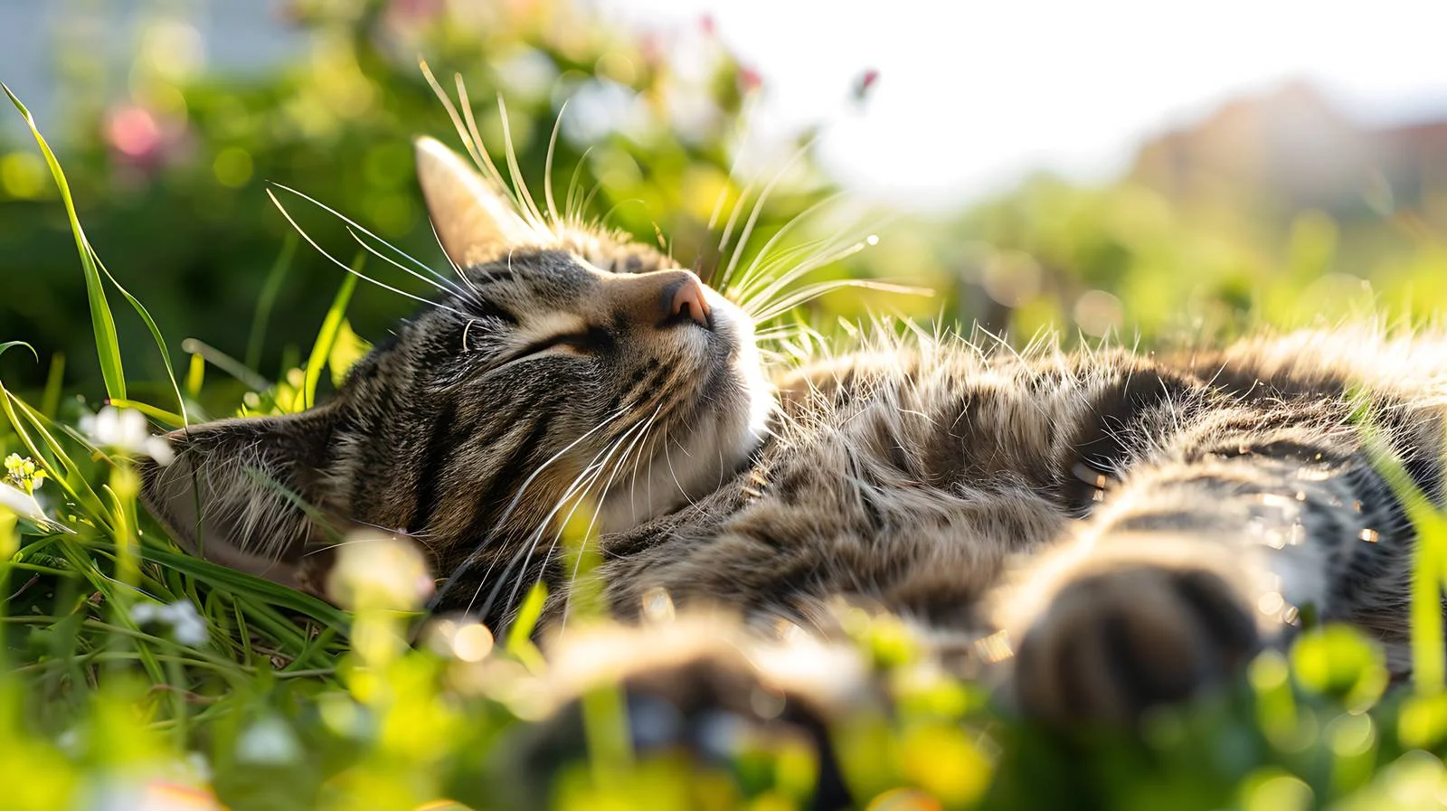 Peaceful Stray Cat Bathed in Spring Sunlight — free download from Dotvec
