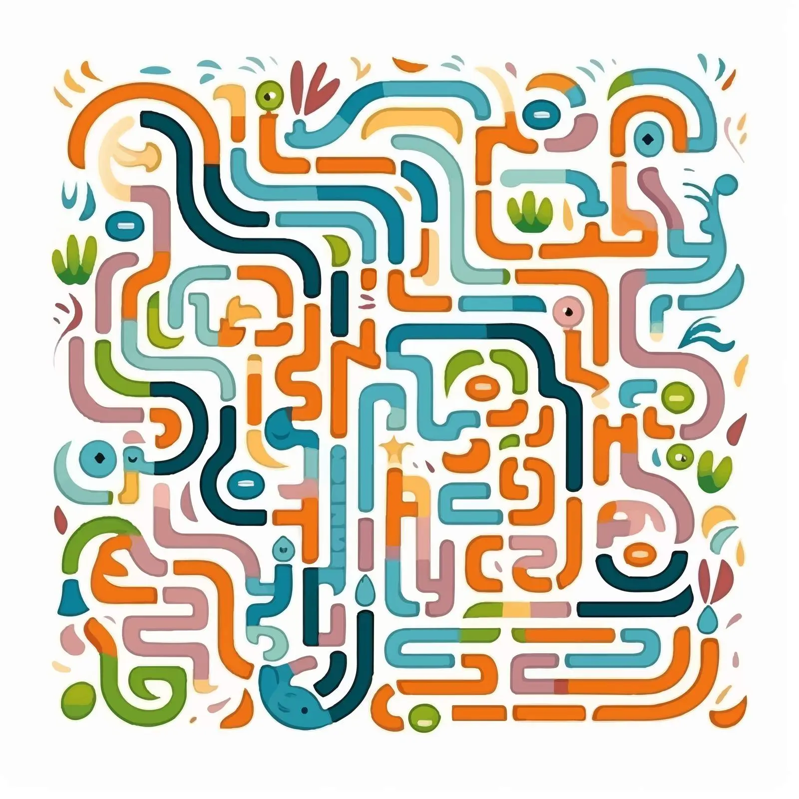 Colorful Abstract Labyrinth Maze for Kids – free engaging image from Dotvec